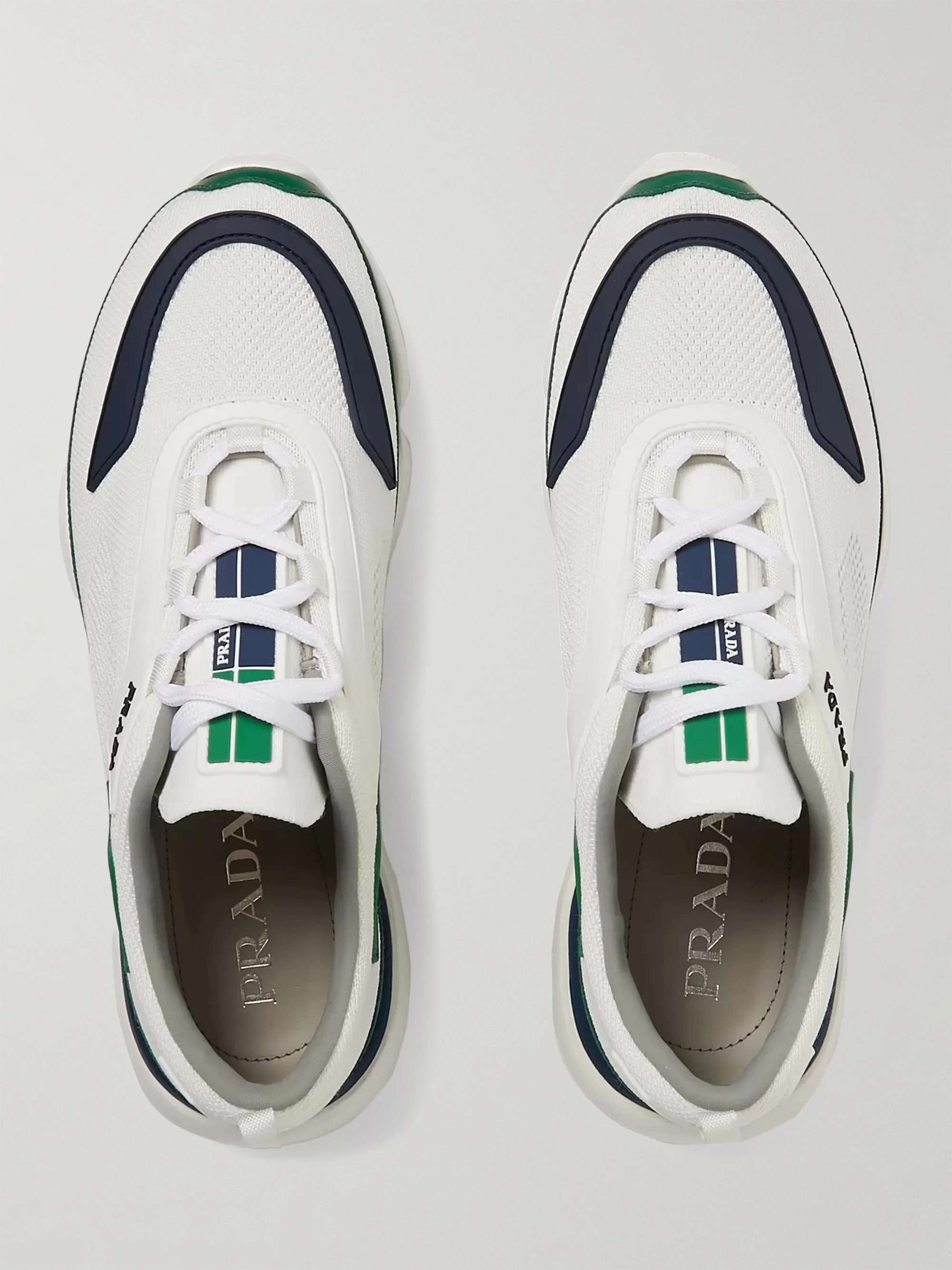 PRADA Cloudbust Mesh, Rubber and Leather Sneakers