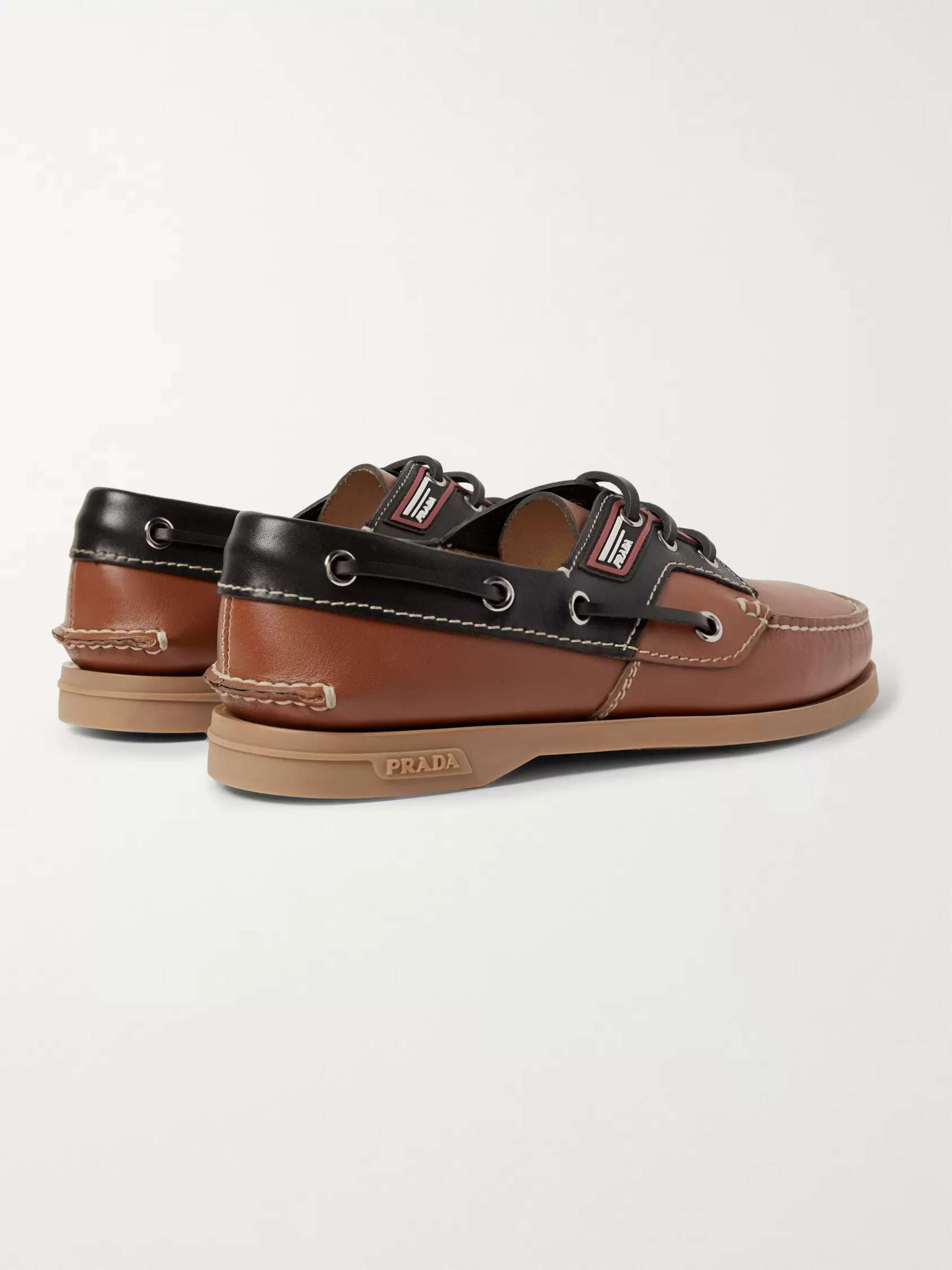 PRADA Leather Boat Shoes