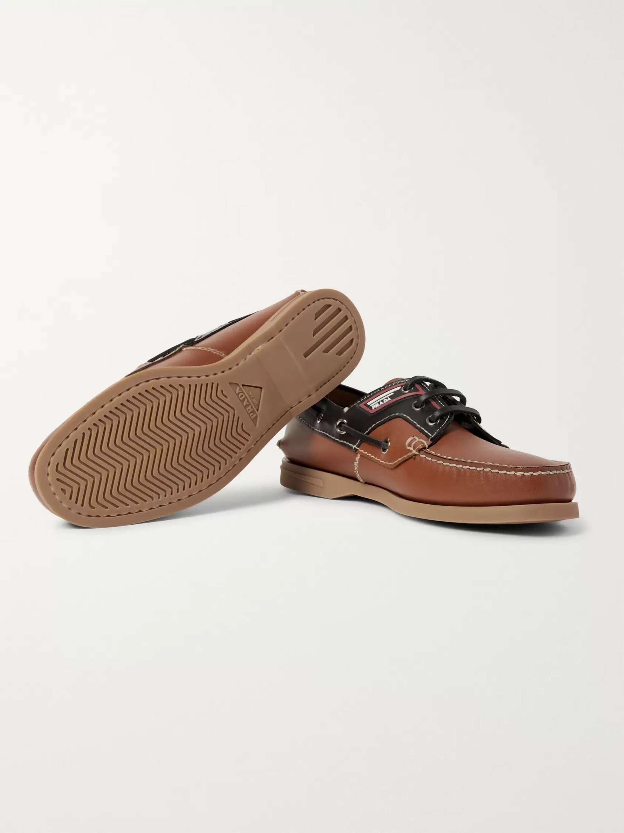 PRADA Leather Boat Shoes