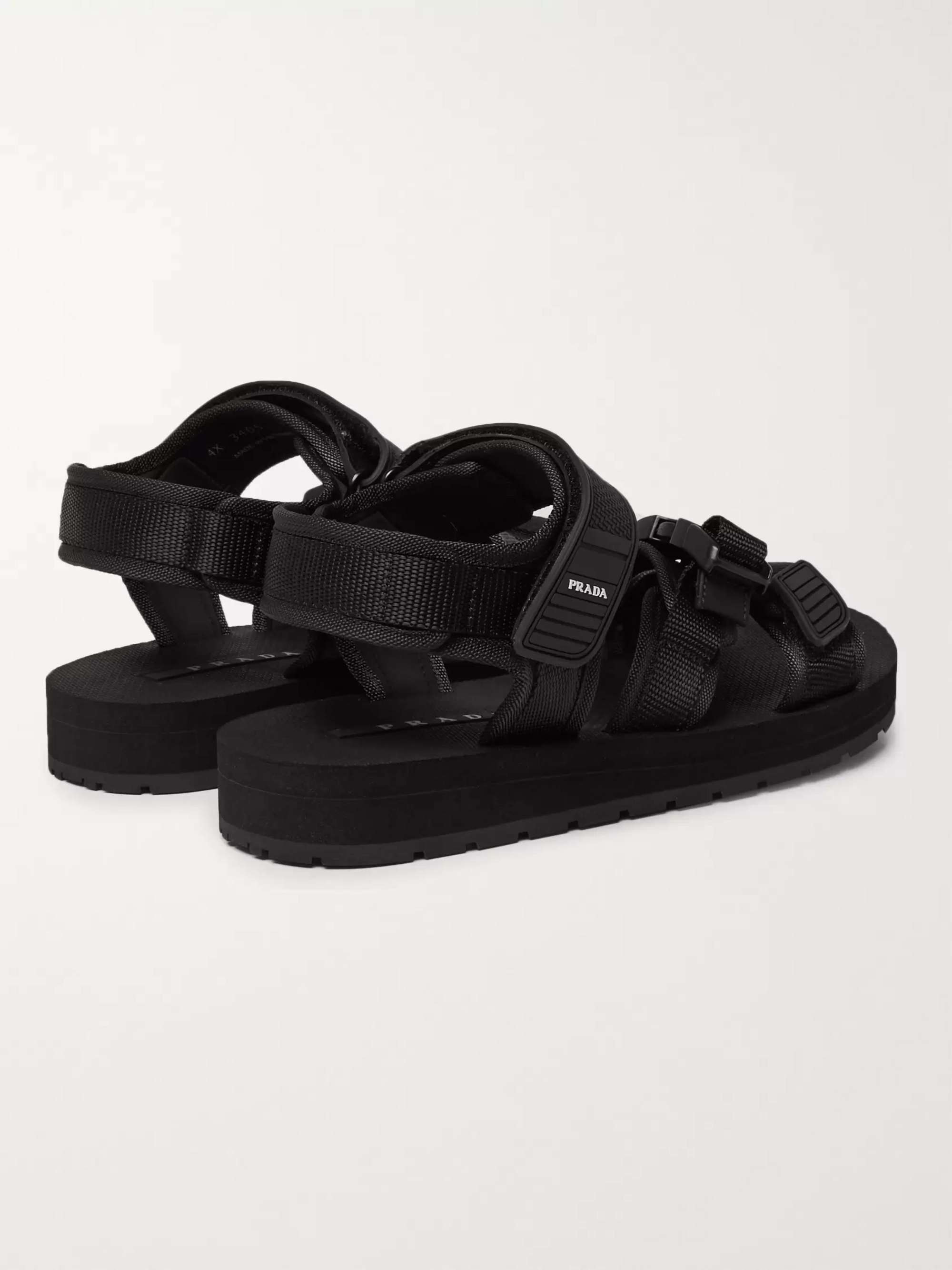 PRADA Rubber-Trimmed Canvas Sandals