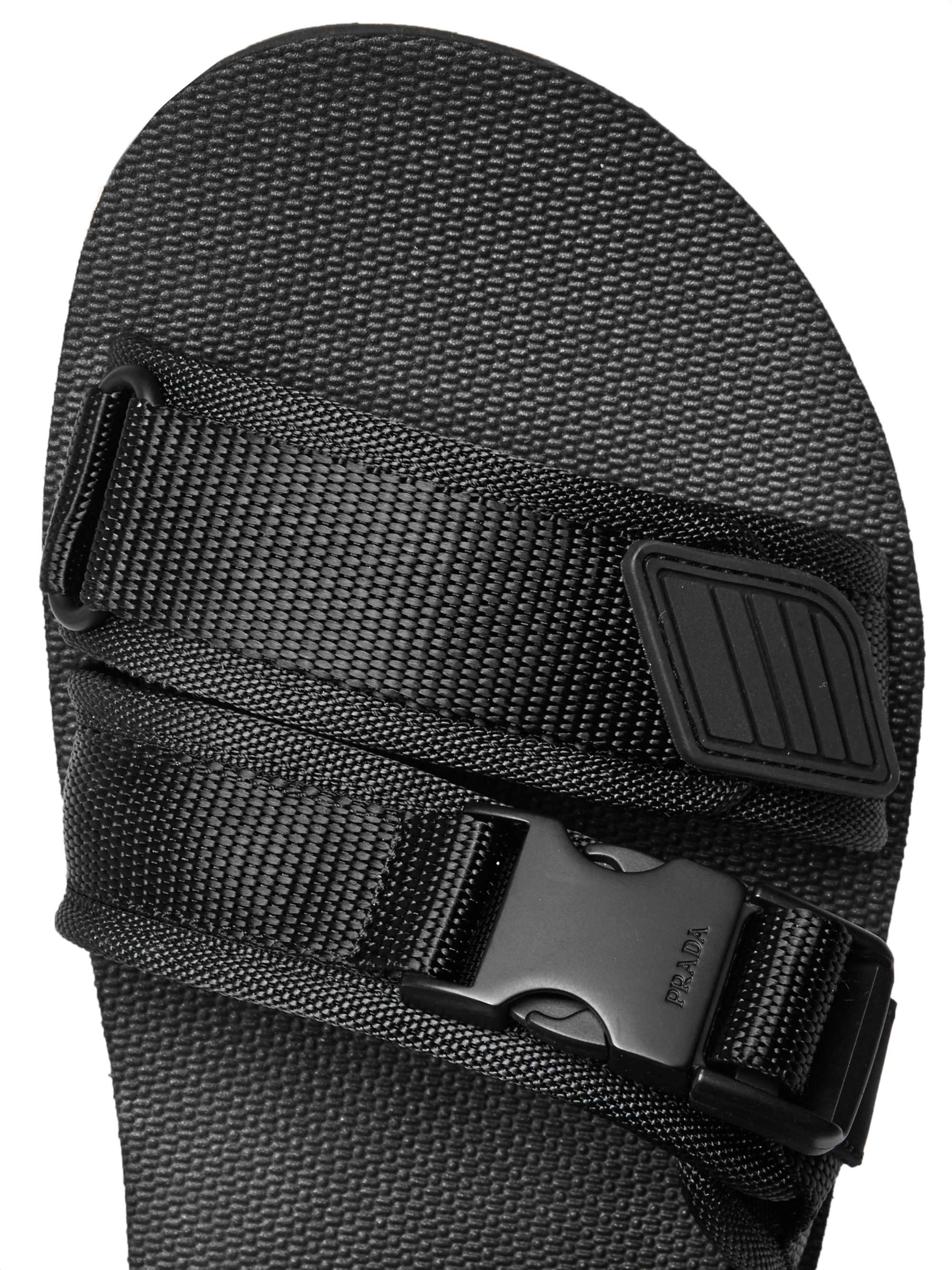 PRADA Rubber-Trimmed Canvas Sandals