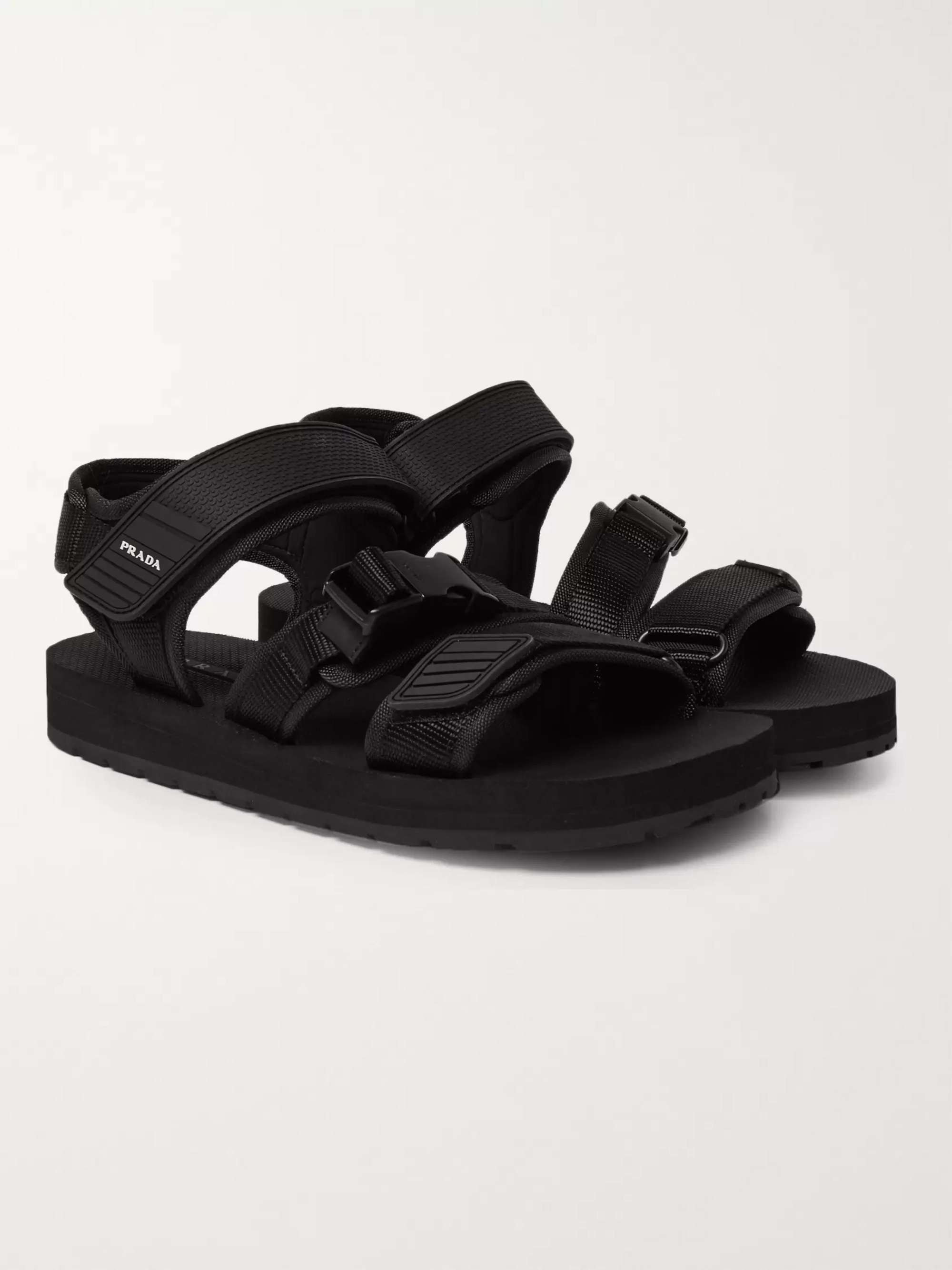 PRADA Rubber-Trimmed Canvas Sandals
