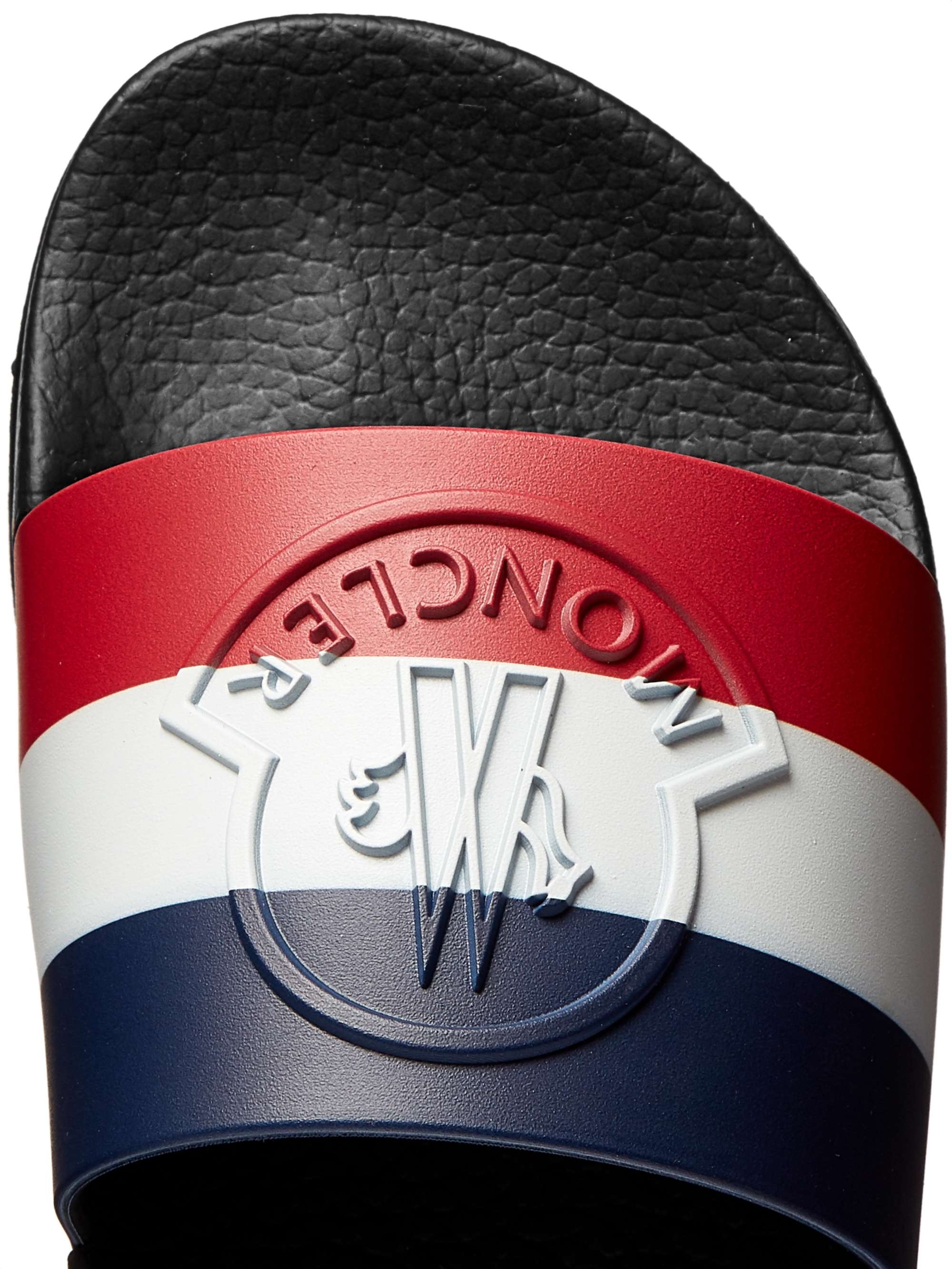 MONCLER Logo-Embossed Striped Rubber Slides