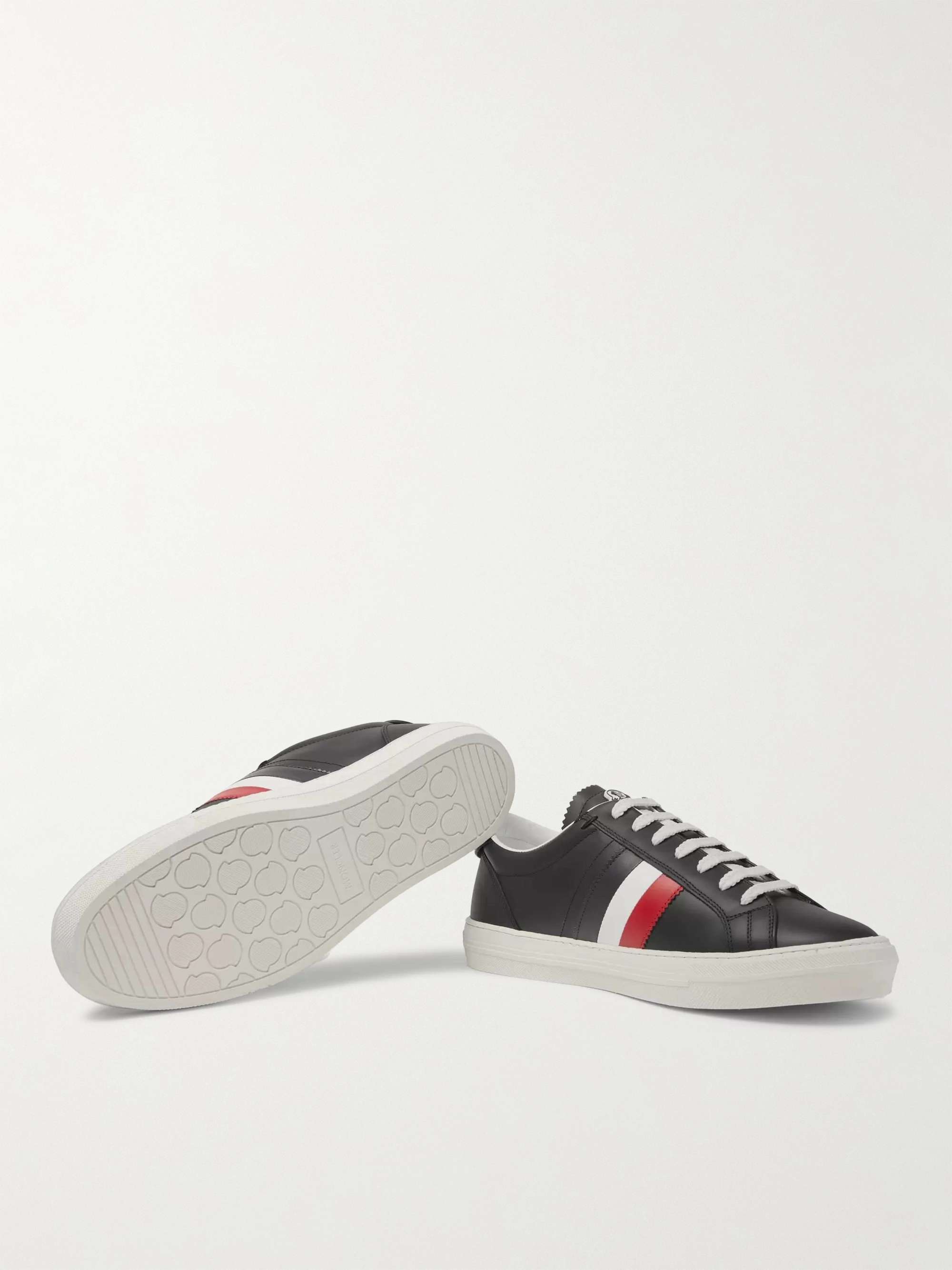 MONCLER New Monaco Striped Leather Sneakers