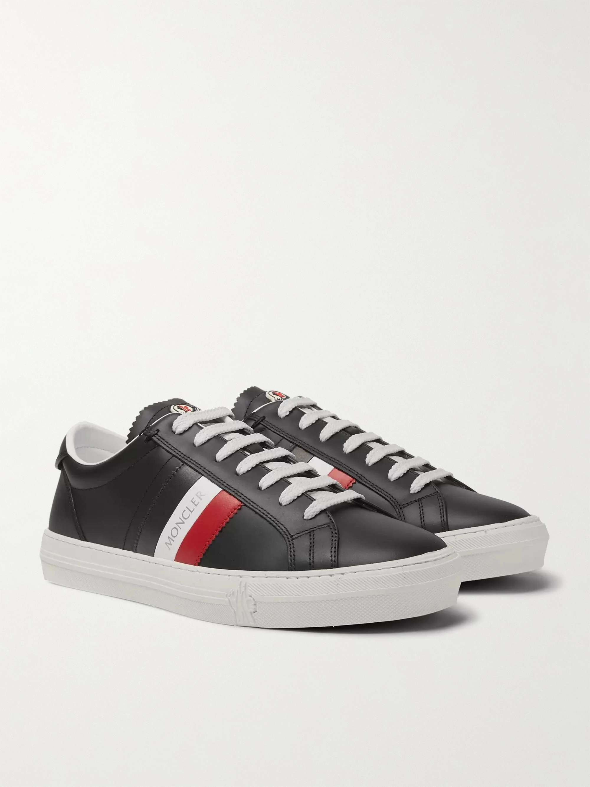 MONCLER New Monaco Striped Leather Sneakers