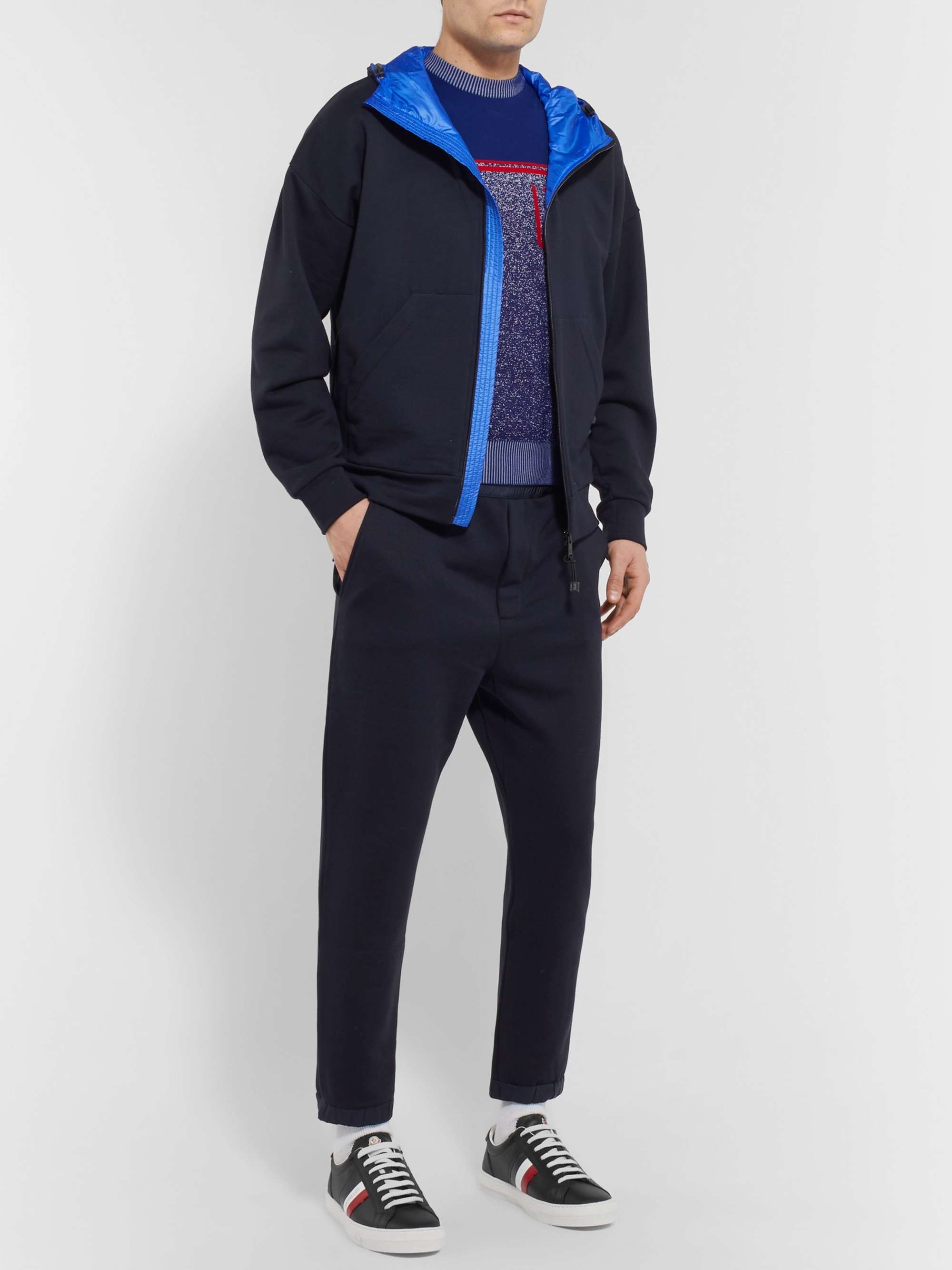 MONCLER New Monaco Striped Leather Sneakers