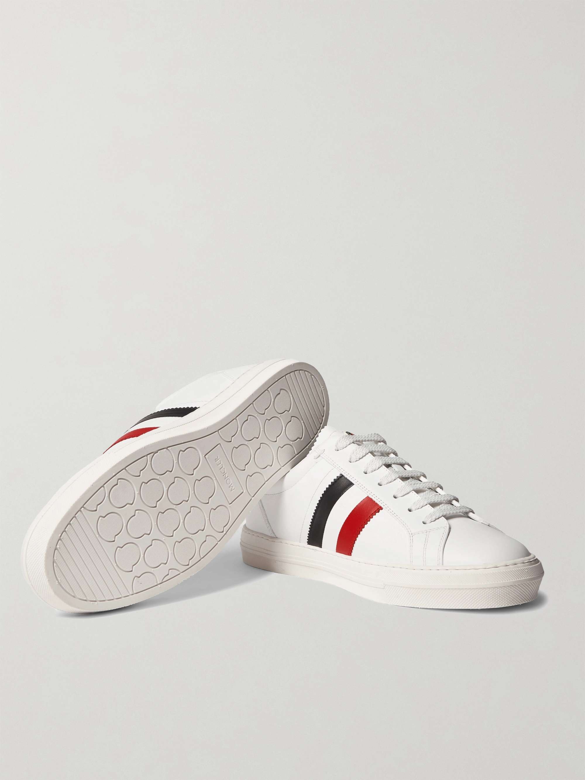 MONCLER New Monaco Striped Leather Sneakers