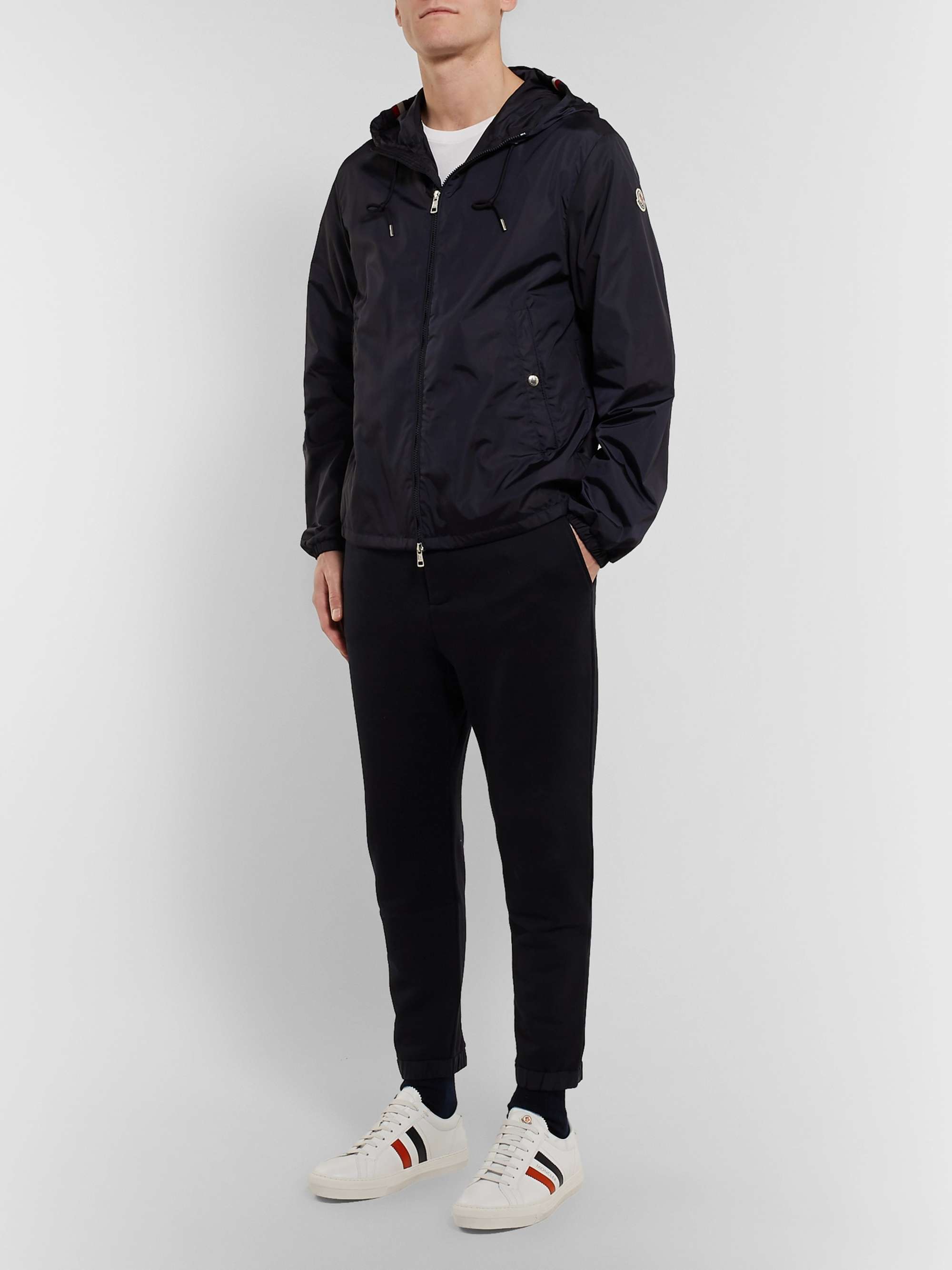 MONCLER New Monaco Striped Leather Sneakers