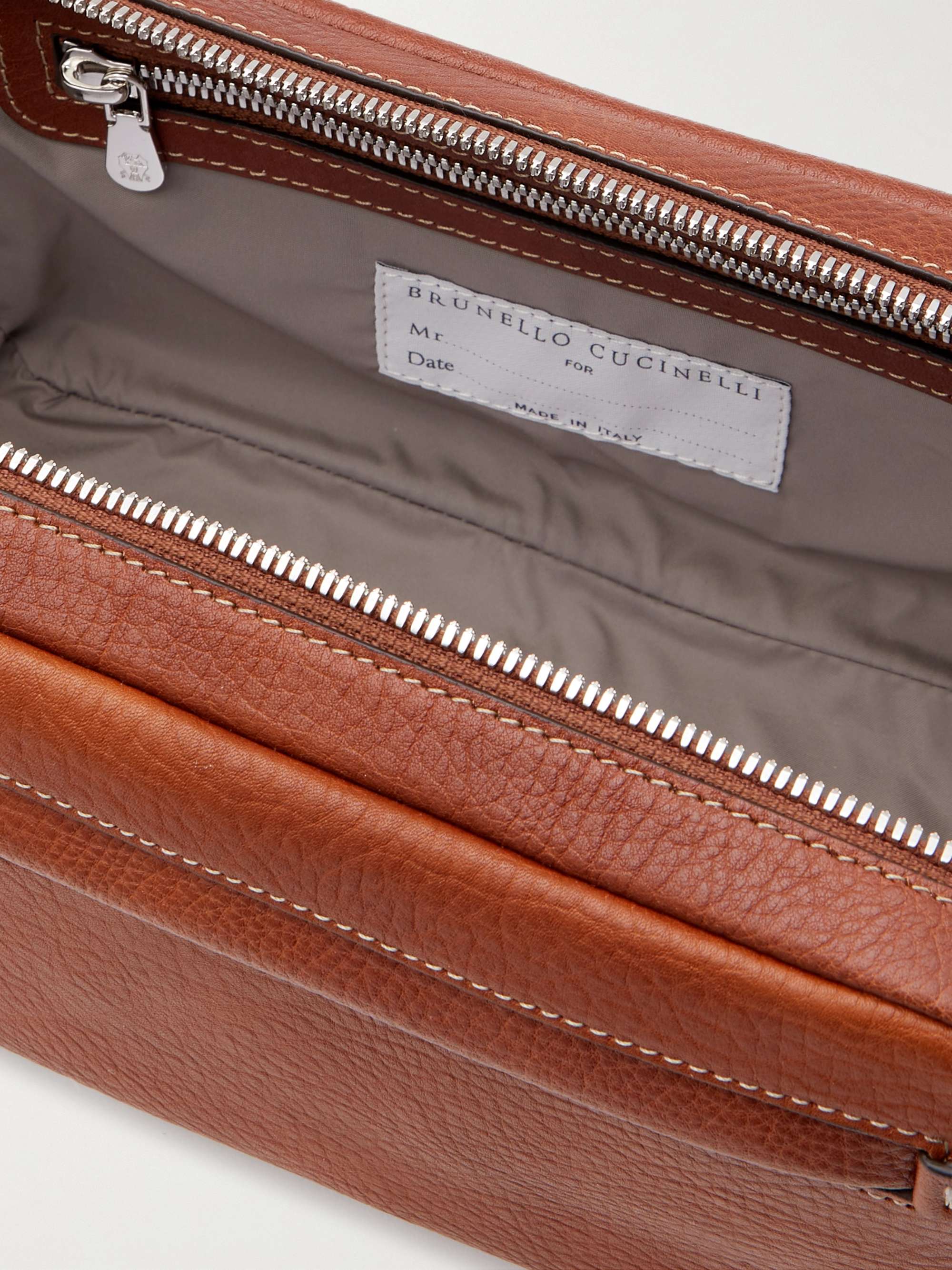 BRUNELLO CUCINELLI Full-Grain Leather Wash Bag