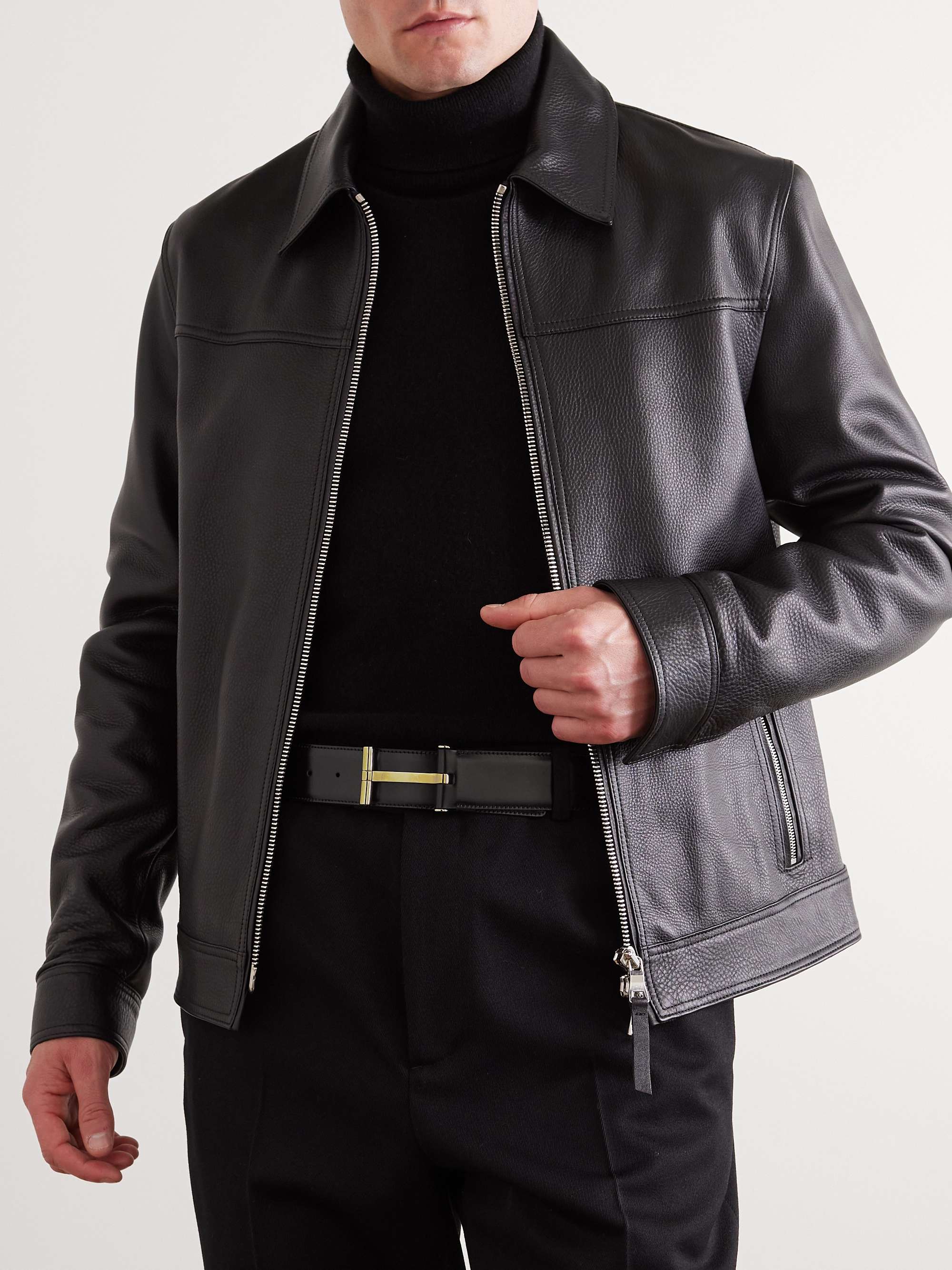 TOM FORD 4cm Black Leather Belt