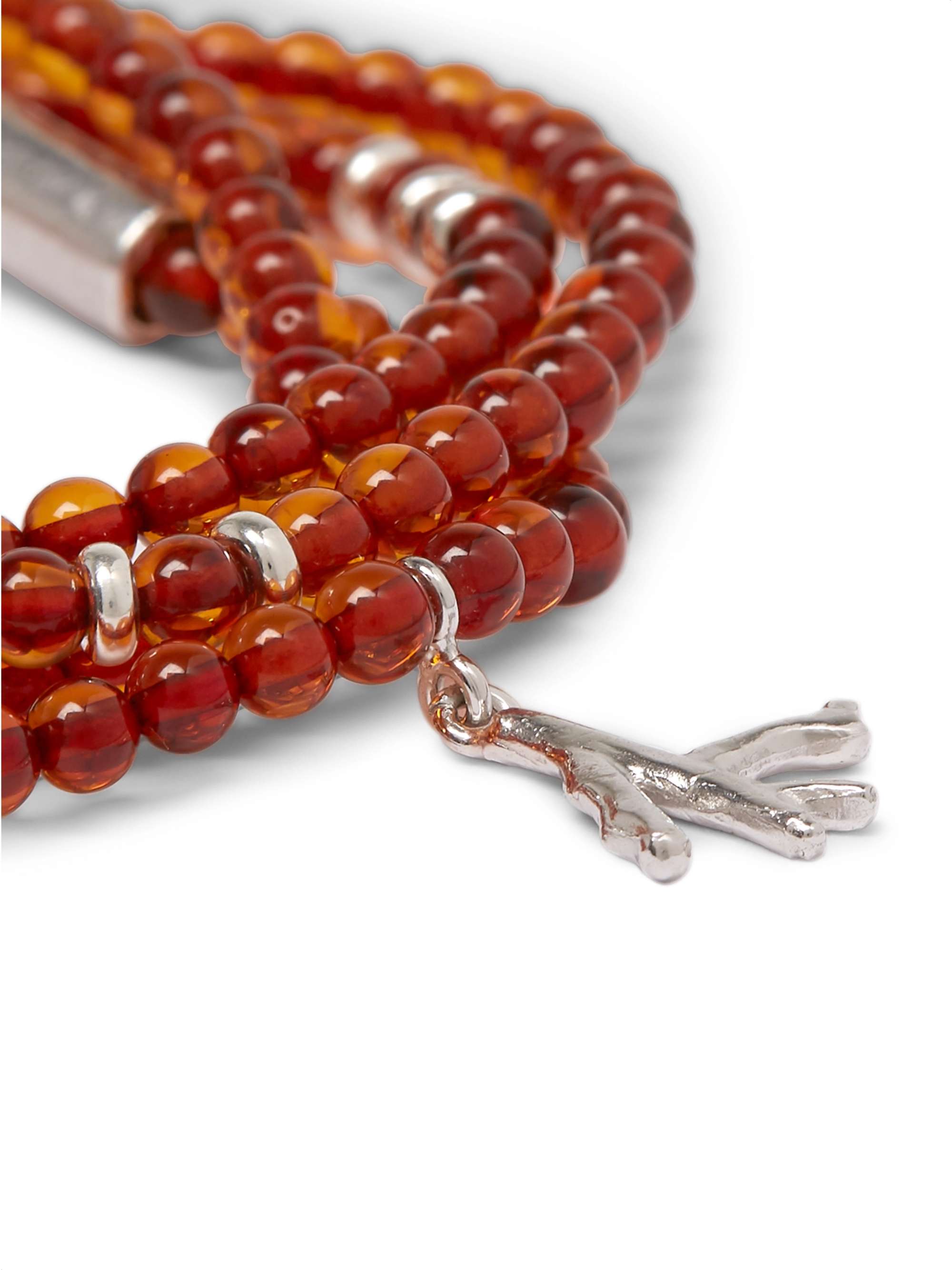 ISAIA Saracino Silver Amber Beaded Wrap Bracelet