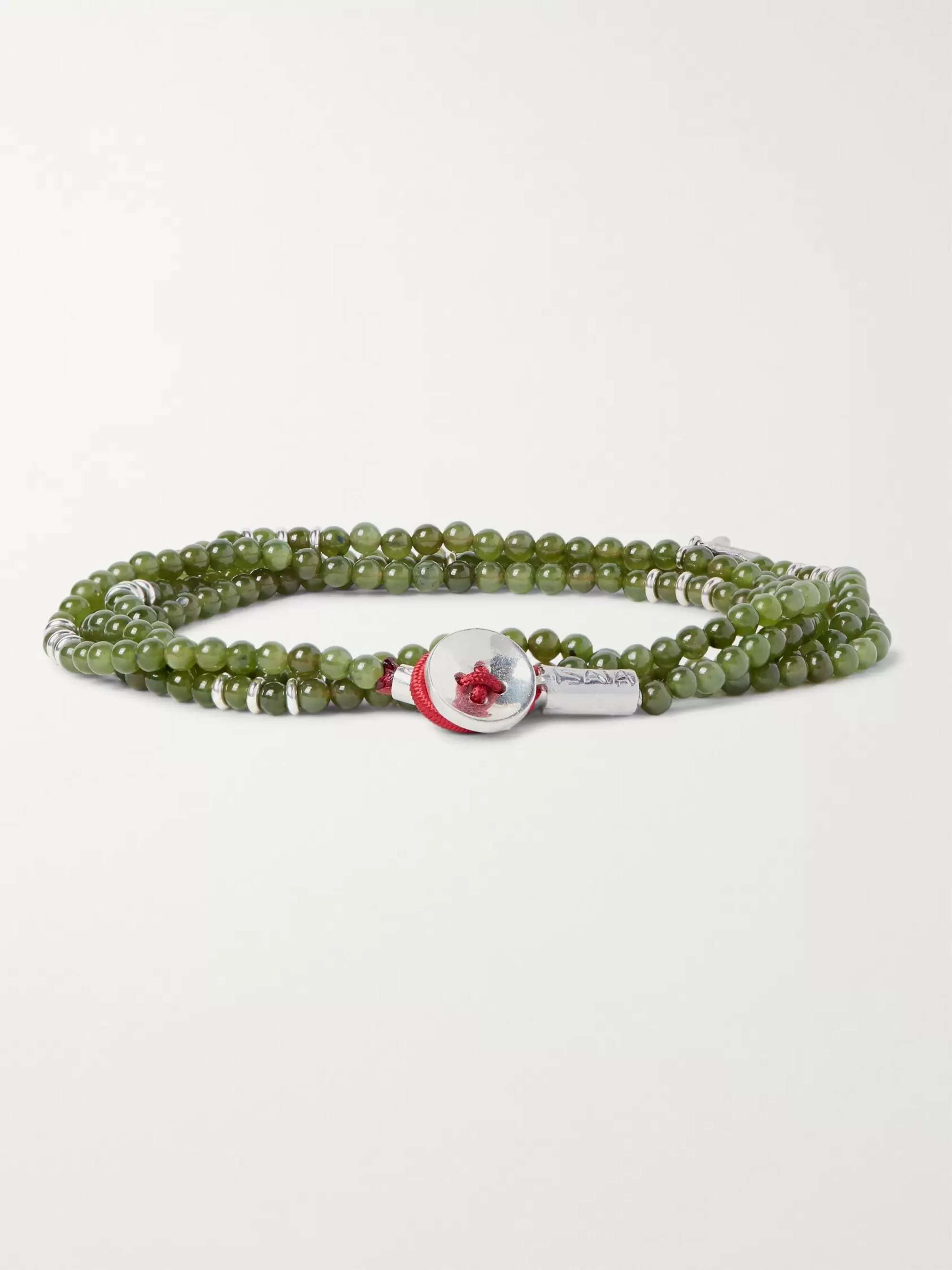 ISAIA Saracino Jade and Silver Wrap Bracelet