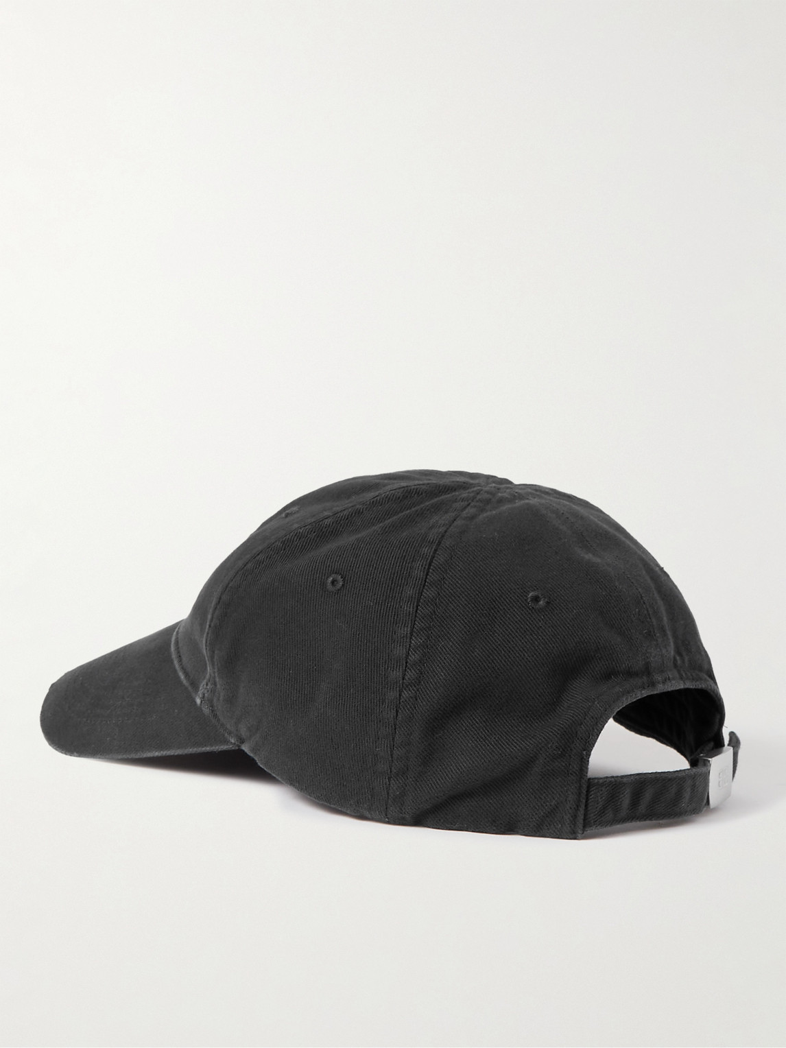 Shop Balenciaga Cities Logo-embroidered Distressed Organic Cotton-twill Baseball Cap In Black