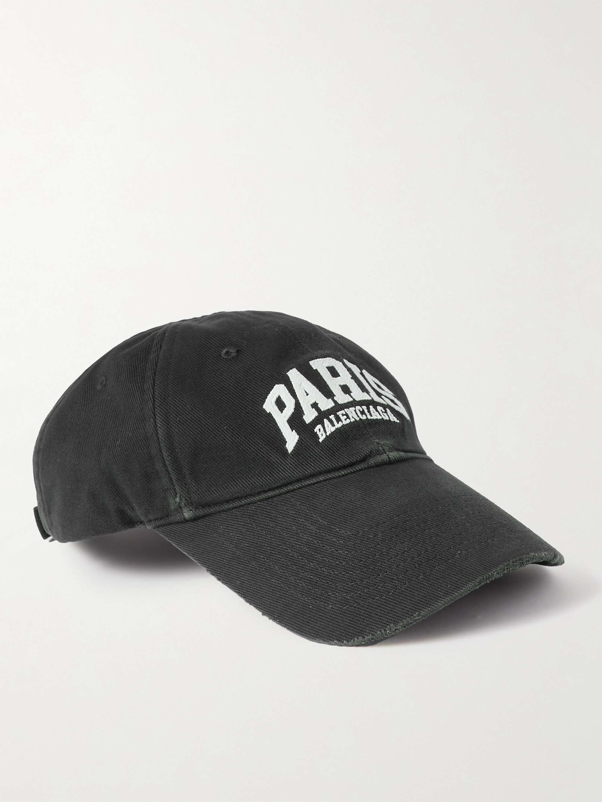 BALENCIAGA Logo-Embroidered Distressed Organic Baseball Cap PORTER