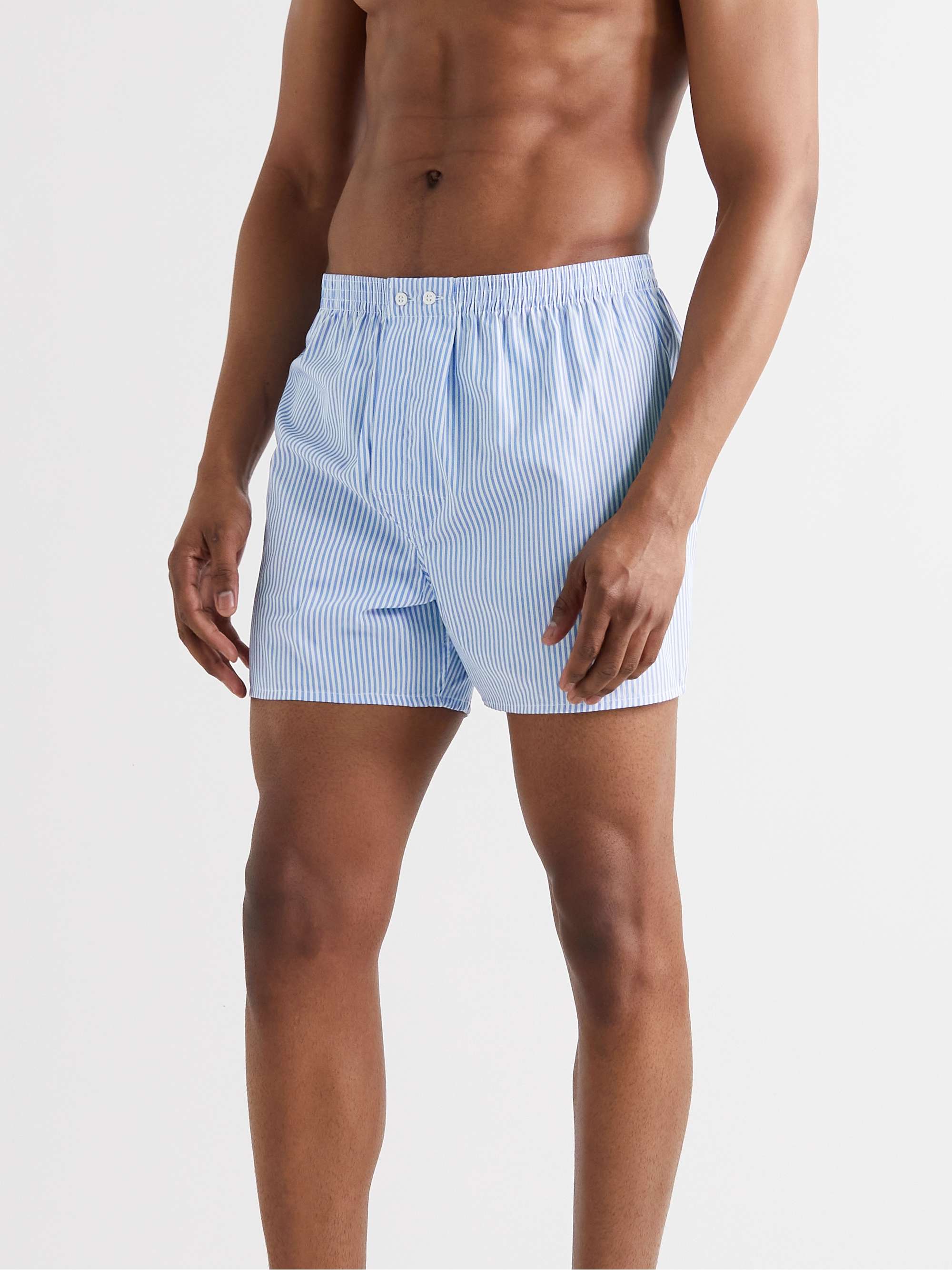 DEREK ROSE James Striped Cotton Boxer Shorts for Men | MR PORTER