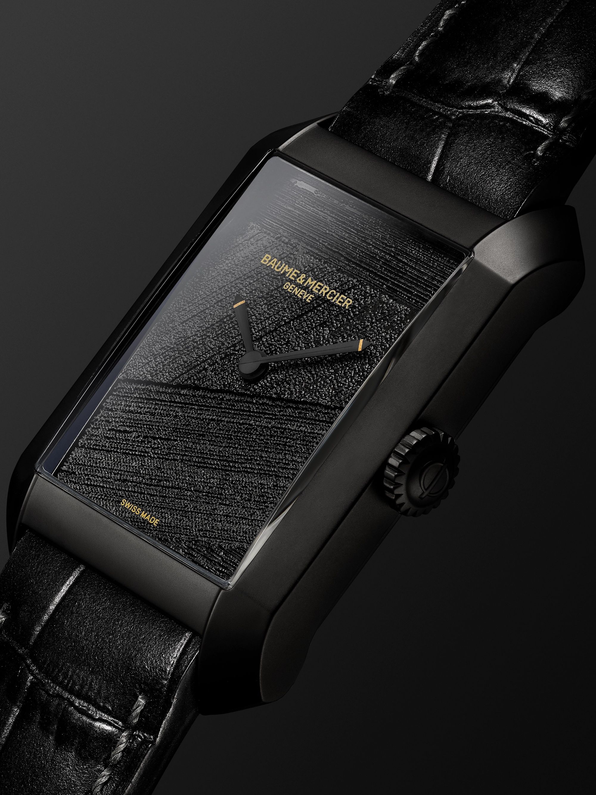 BAUME & MERCIER Hampton Hommage à Pierre Soulages Limited Edition Automatic 31mm Stainless Steel and Alligator Watch, Ref. No. 10641