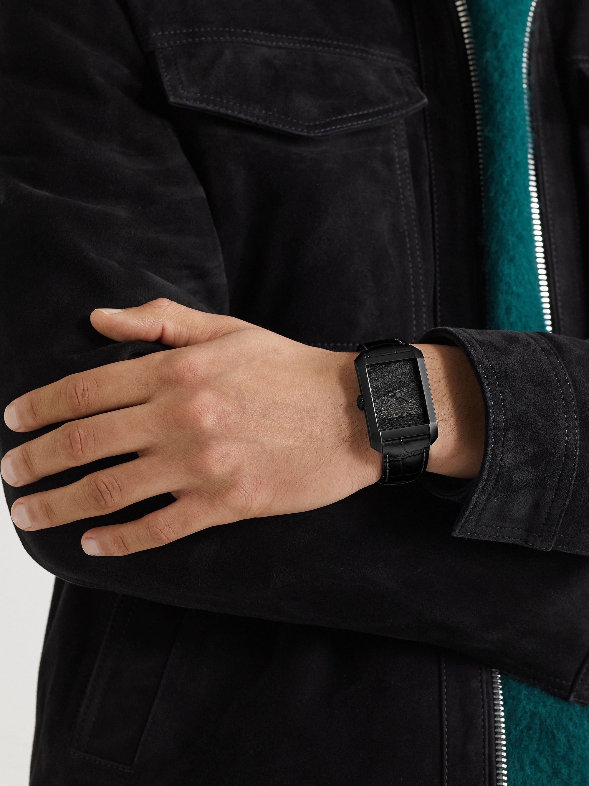 BAUME & MERCIER Hampton Hommage à Pierre Soulages Limited Edition Automatic 31mm Stainless Steel and Alligator Watch, Ref. No. 10641