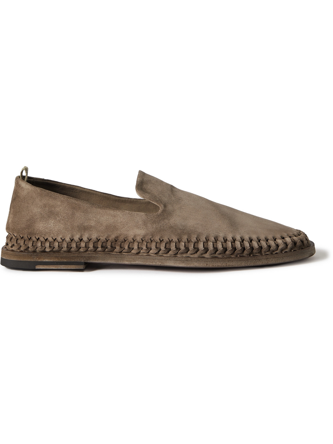 Officine Creative Miles Braided Suede Loafers In Brown