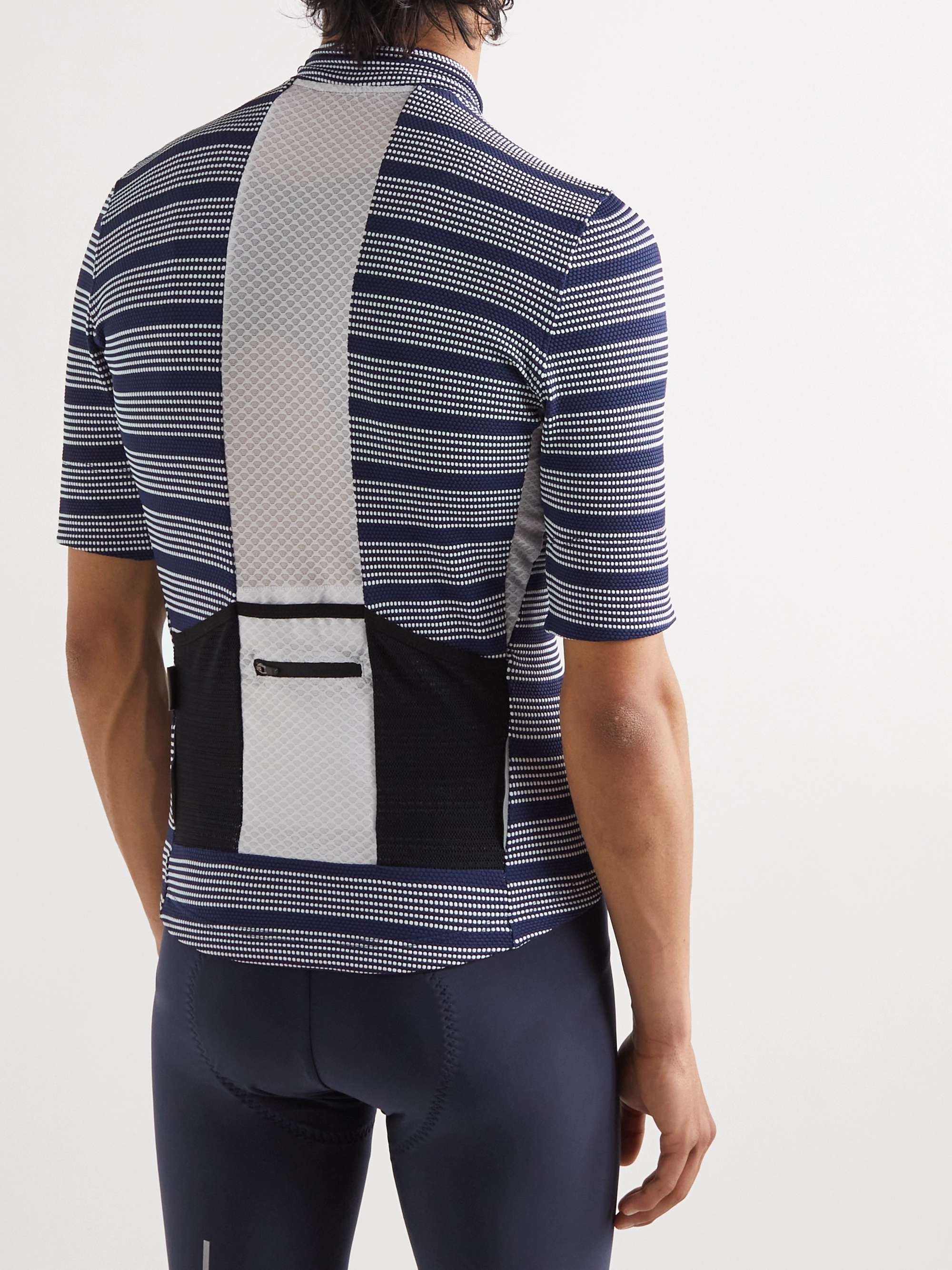 CAFE DU CYCLISTE Francine Striped Mesh-Panelled Cycling Jersey