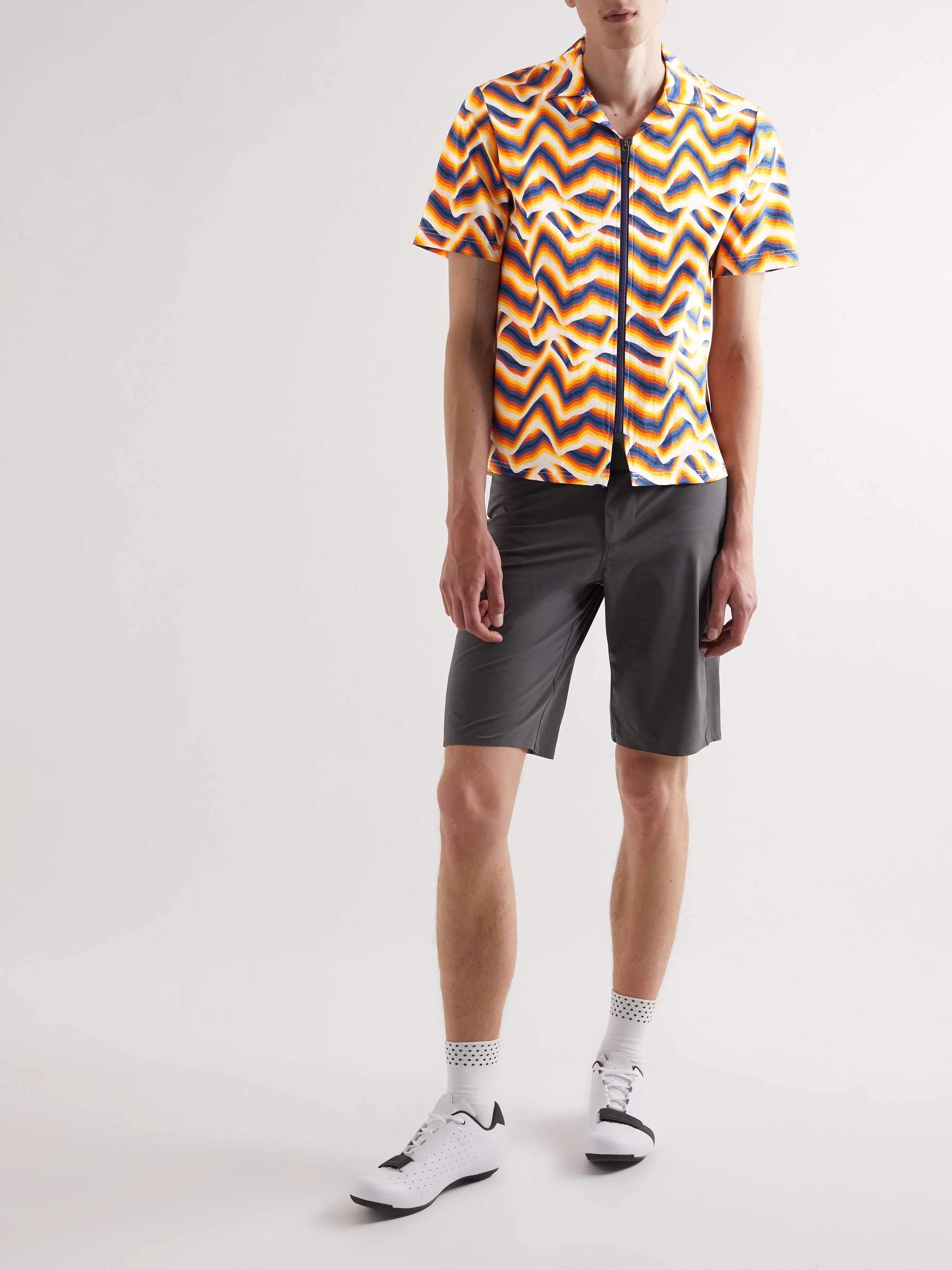 CAFE DU CYCLISTE Laureline Camp-Collar Printed Gravel Shell Cycling Jersey