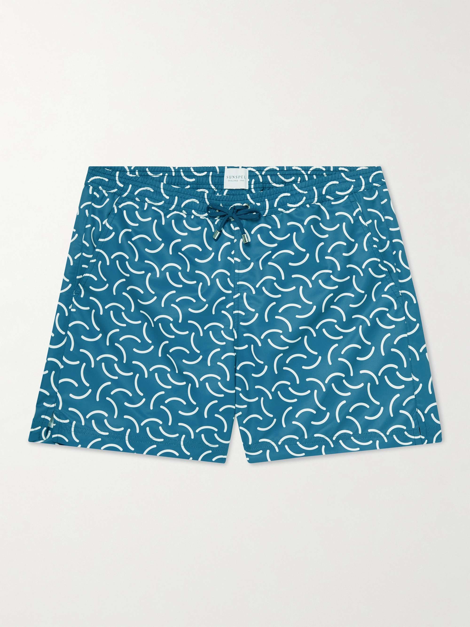 SUNSPEL Straight-Leg Mid-Length Printed Recycled Swim Shorts for Men ...
