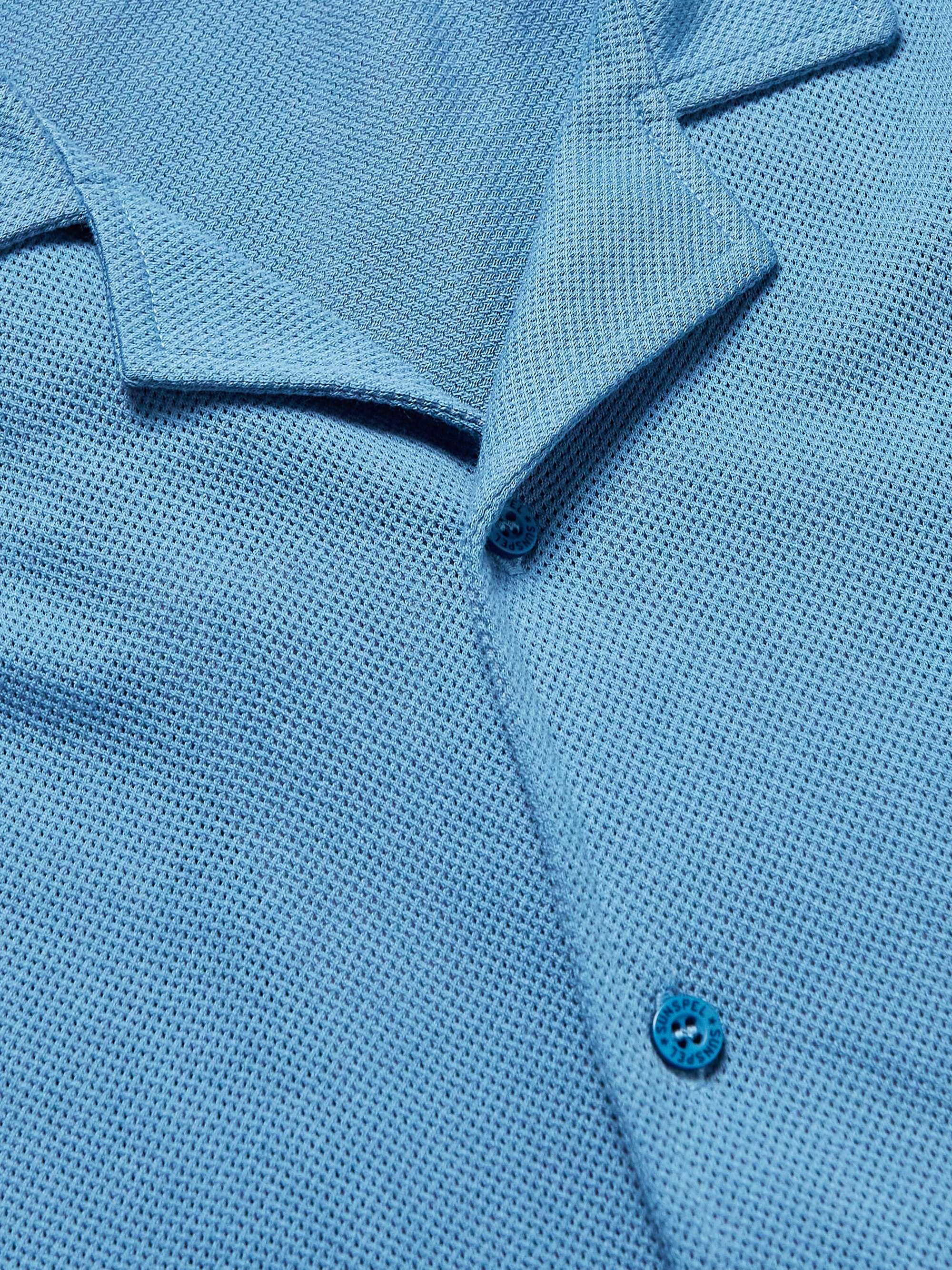 SUNSPEL Camp-Collar Cotton-Mesh Shirt