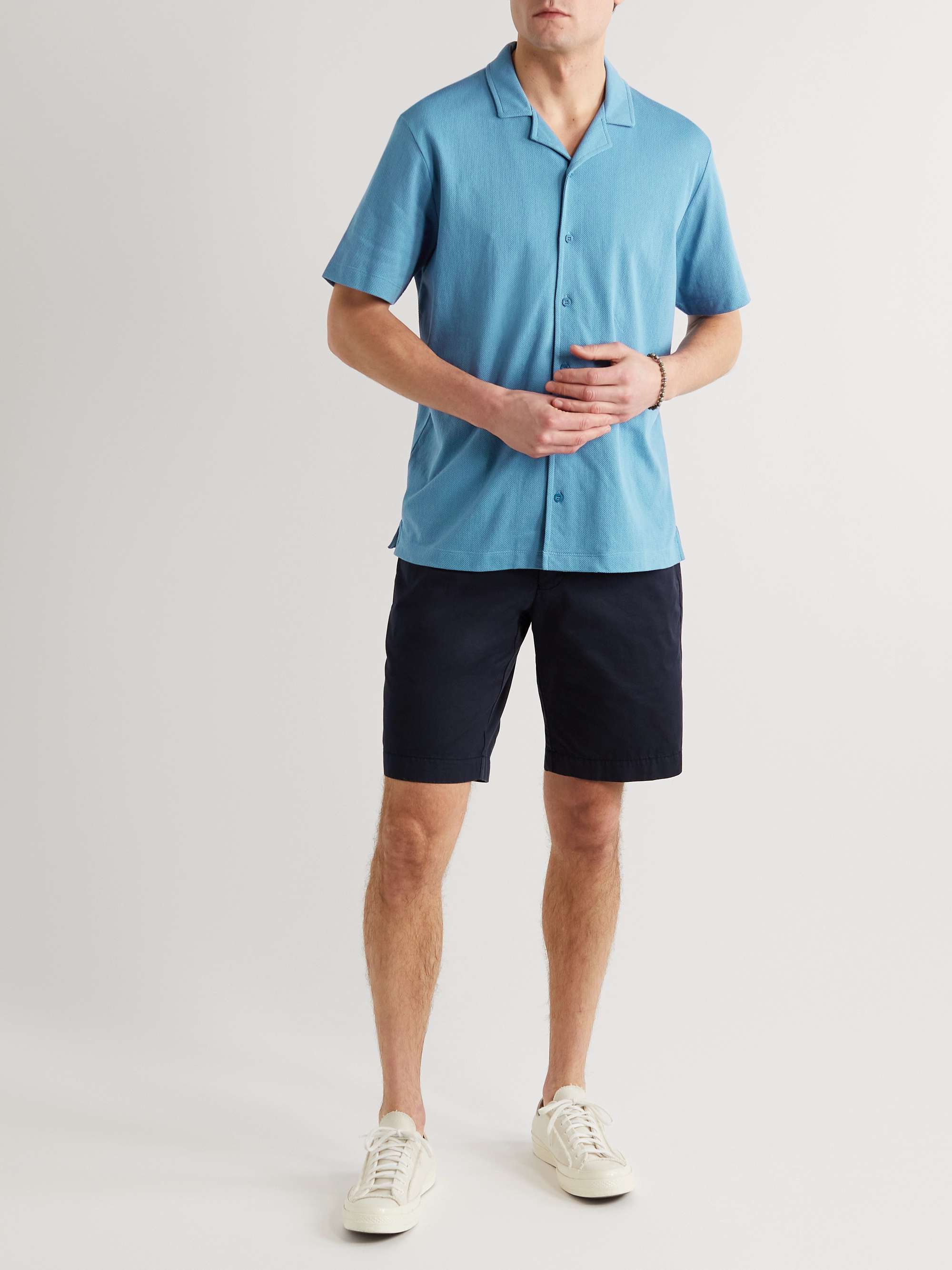 SUNSPEL Camp-Collar Cotton-Mesh Shirt