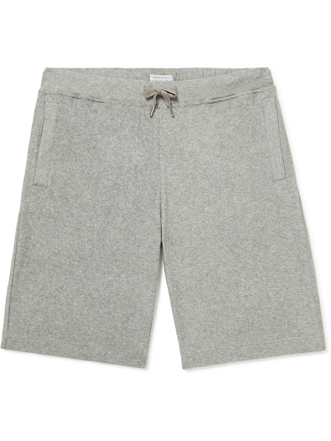 Sunspel Straight-leg Cotton-terry Drawstring Shorts In Gray