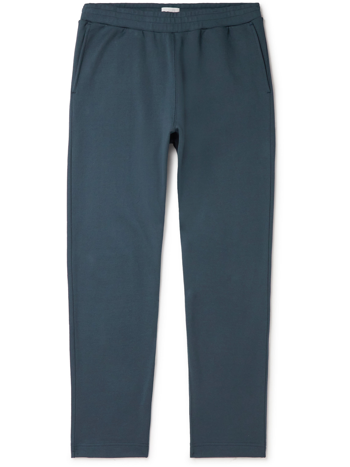 Sunspel Tapered Sea Island Cotton-jersey Sweatpants In Blue