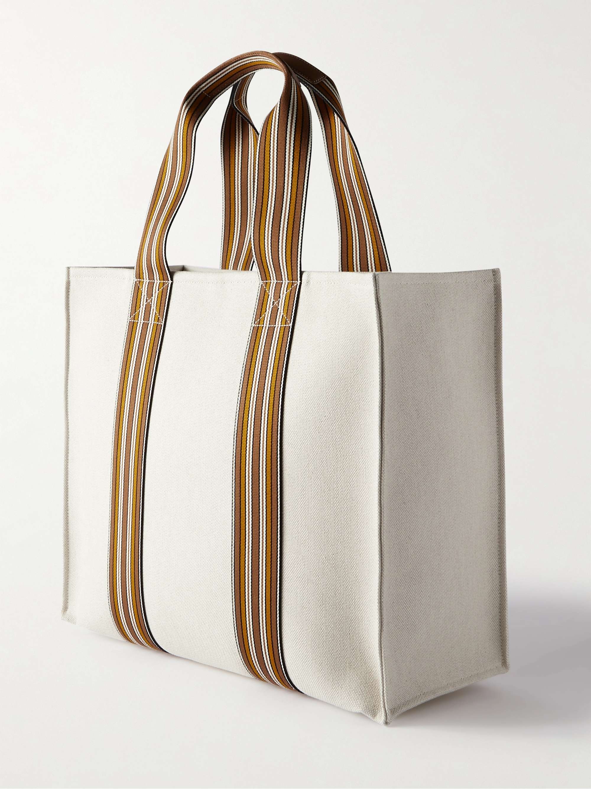 LORO PIANA Webbing-Trimmed Cotton-Canvas Tote Bag