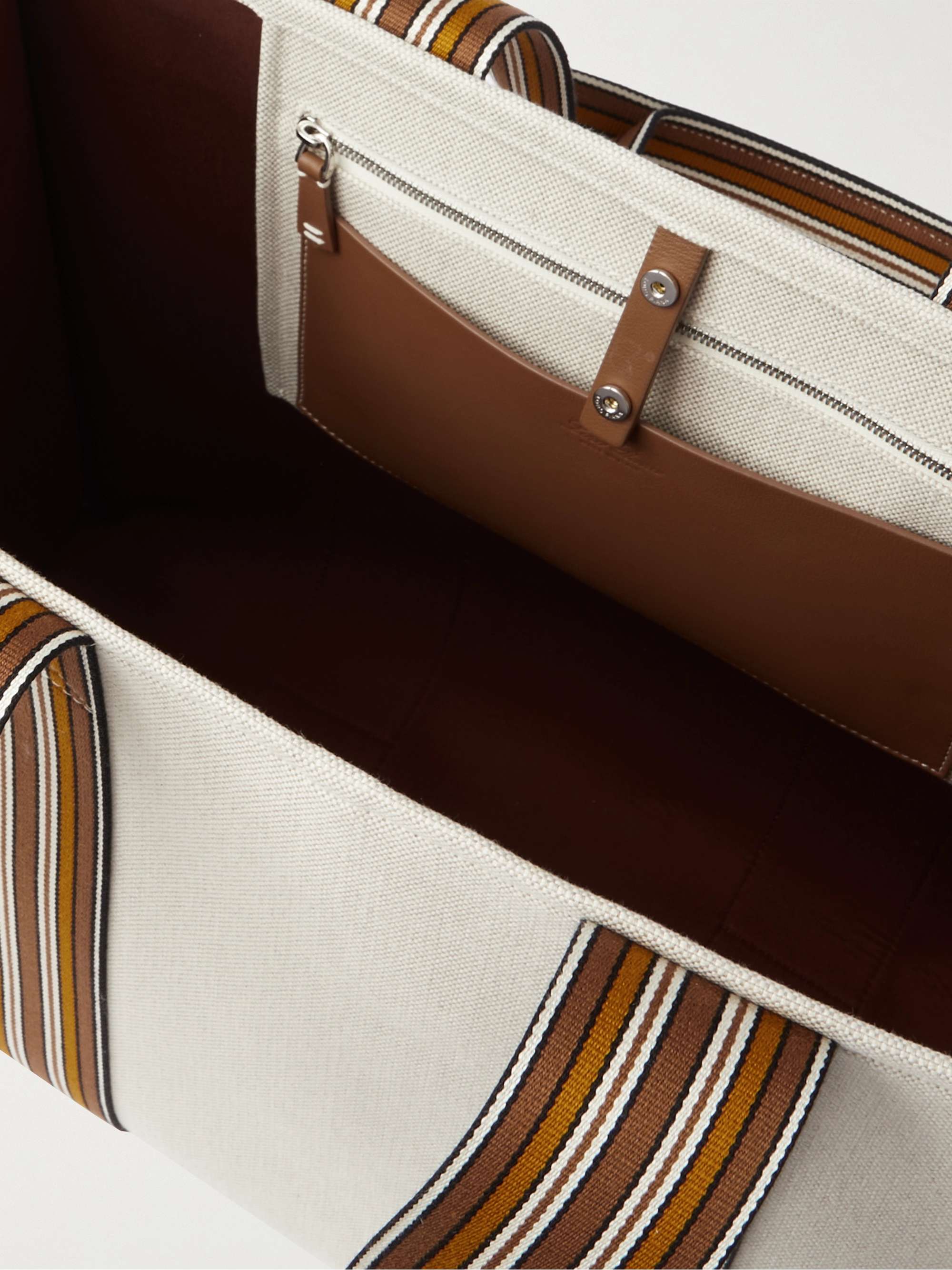 LORO PIANA Webbing-Trimmed Cotton-Canvas Tote Bag