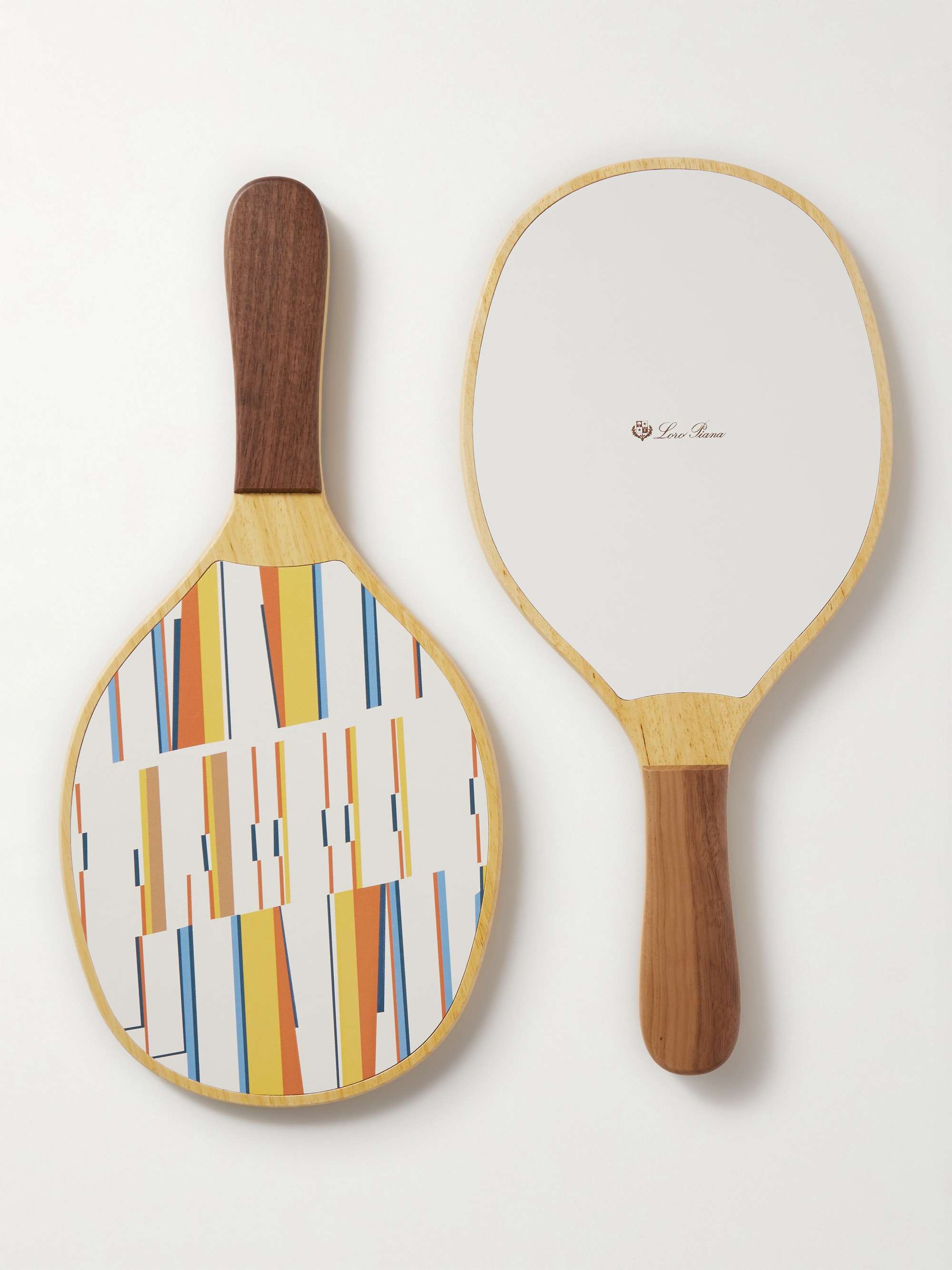 LORO PIANA Logo-Print Leather-Trimmed Wooden Beach Bat and Ball Set