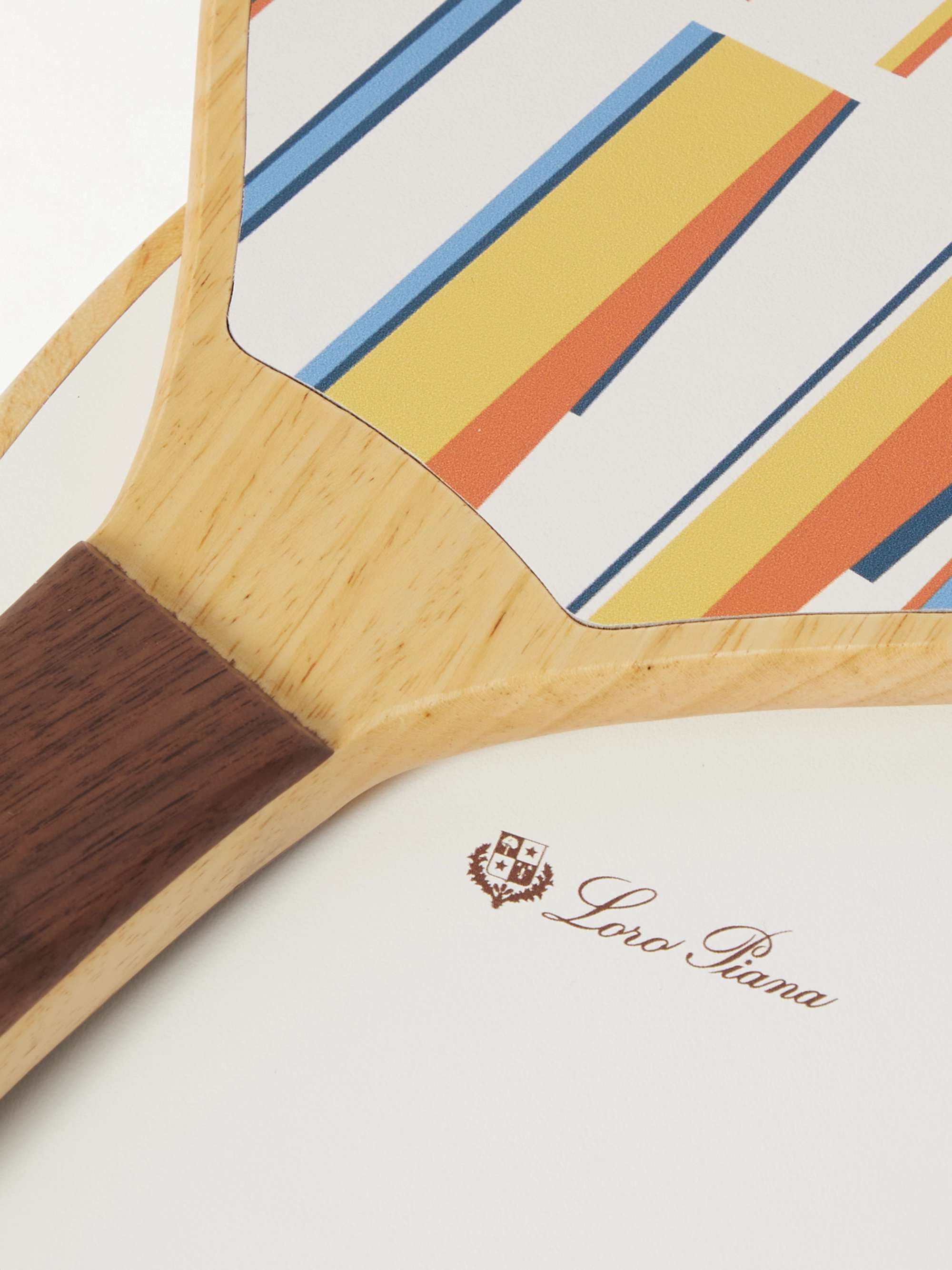 LORO PIANA Logo-Print Leather-Trimmed Wooden Beach Bat and Ball Set
