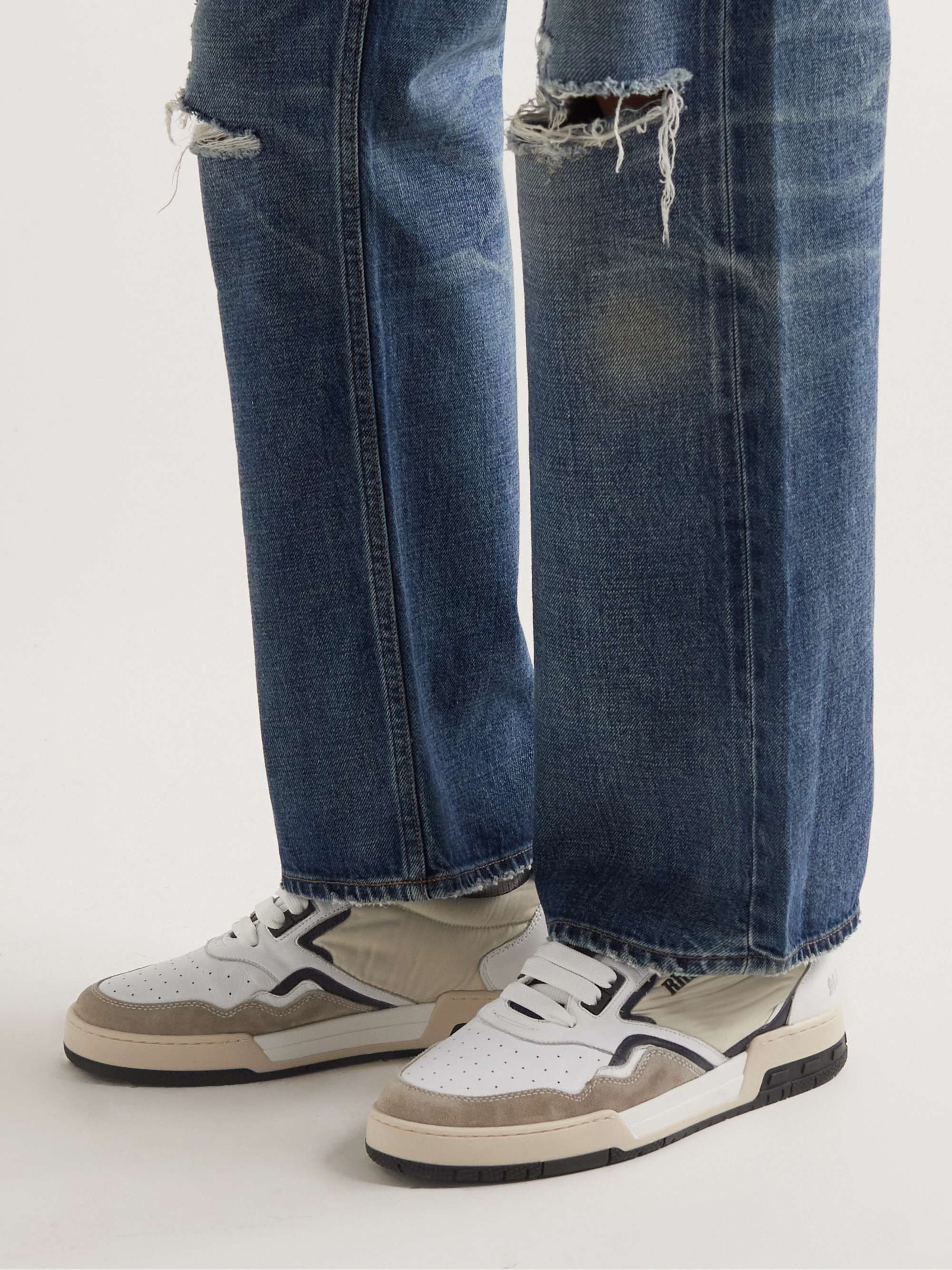 RHUDE Racing Suede-Trimmed Leather and Shell Sneakers