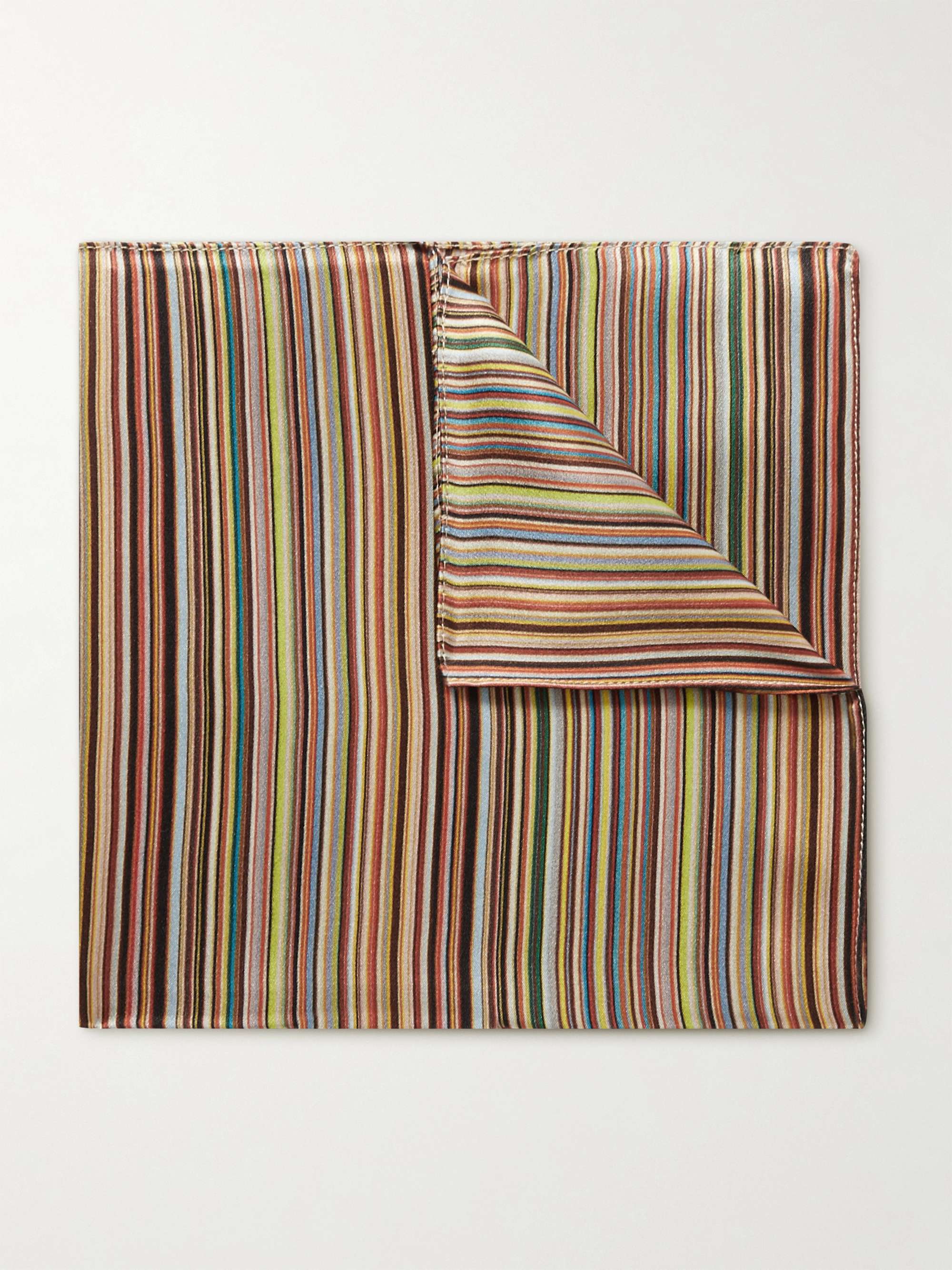 PAUL SMITH Striped Silk-Satin Pocket Square