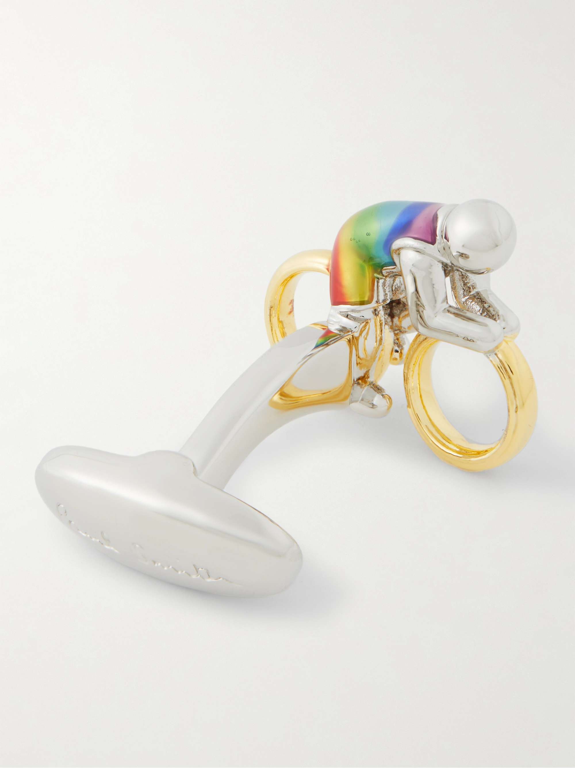 PAUL SMITH Cyclist Silver-, Gold-Tone and Enamel Cufflinks