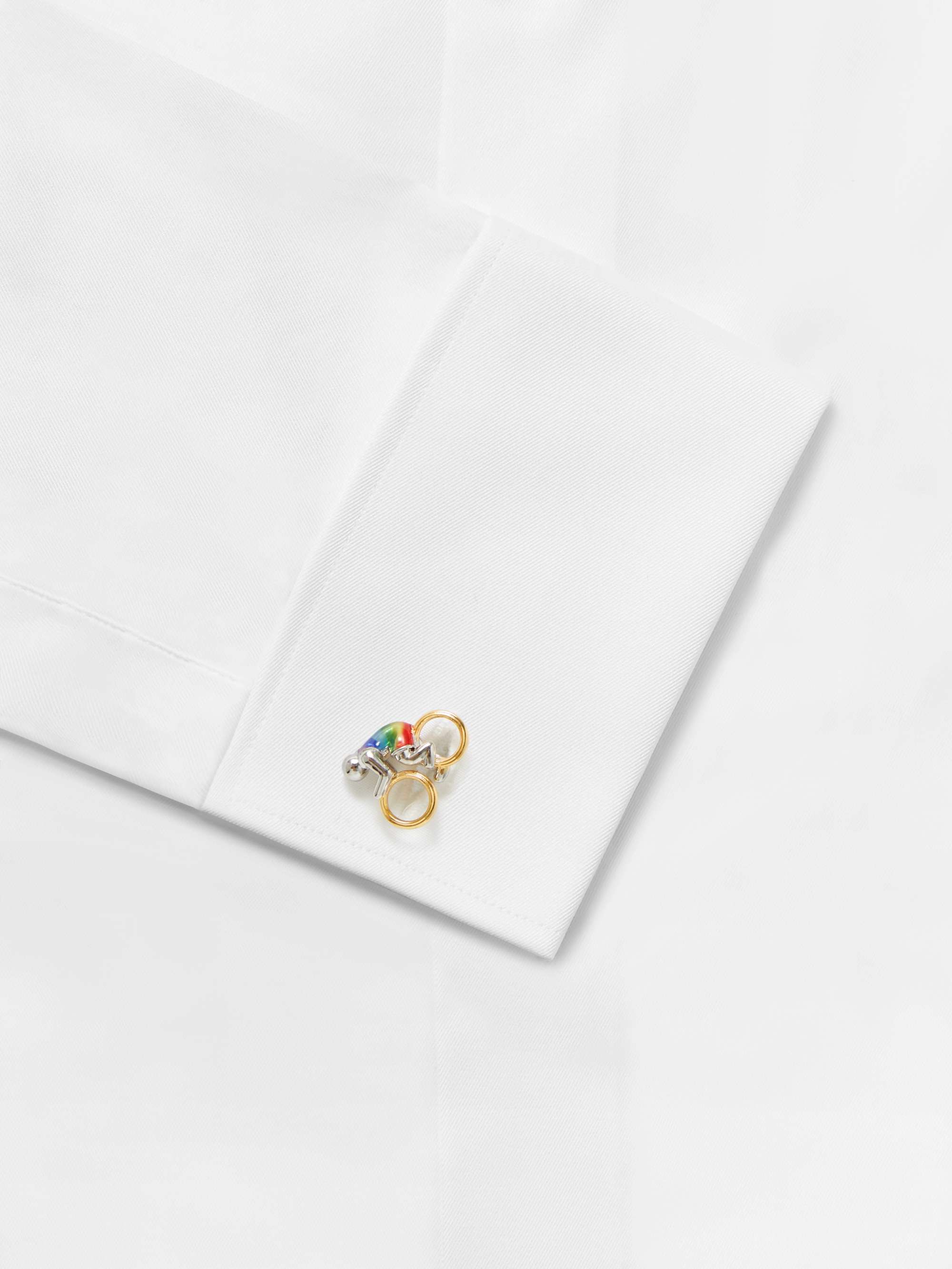 PAUL SMITH Cyclist Silver-, Gold-Tone and Enamel Cufflinks