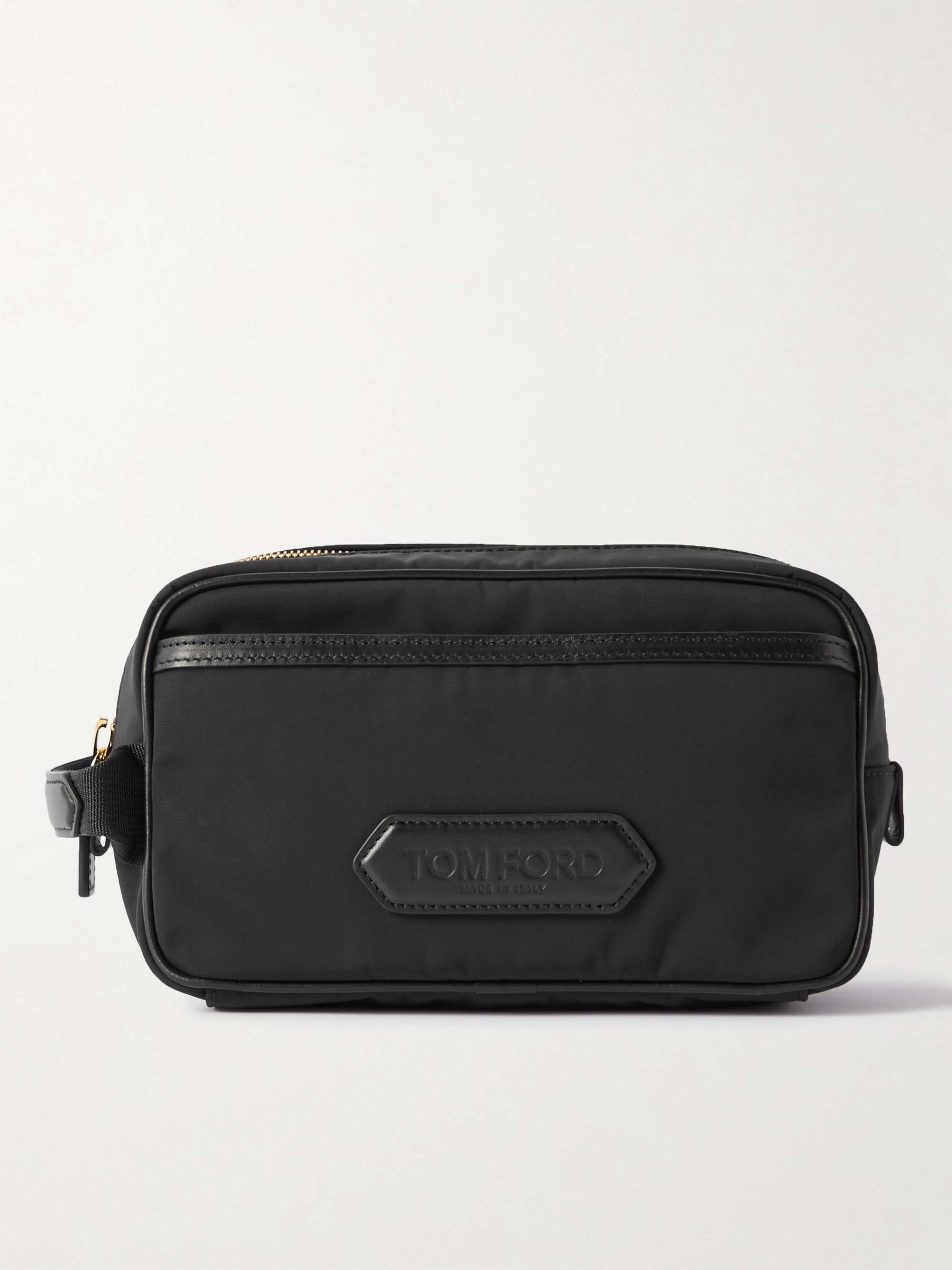 Logo Leather Trimmed Pouch in Black - Tom Ford