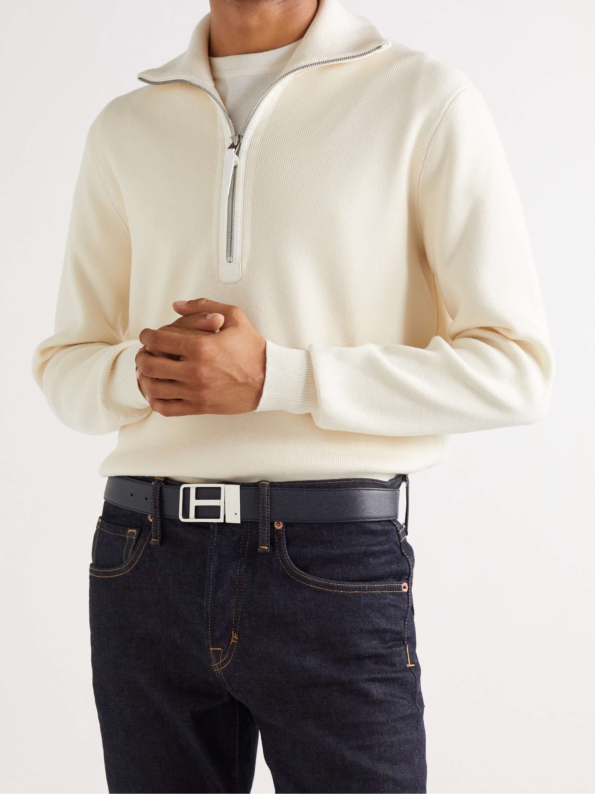 TOM FORD 3.5cm Reversible Full-Grain Leather Belt