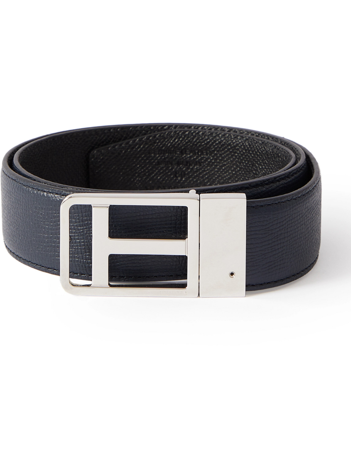 Shop Tom Ford 3.5cm Reversible Full-grain Leather Belt In Black
