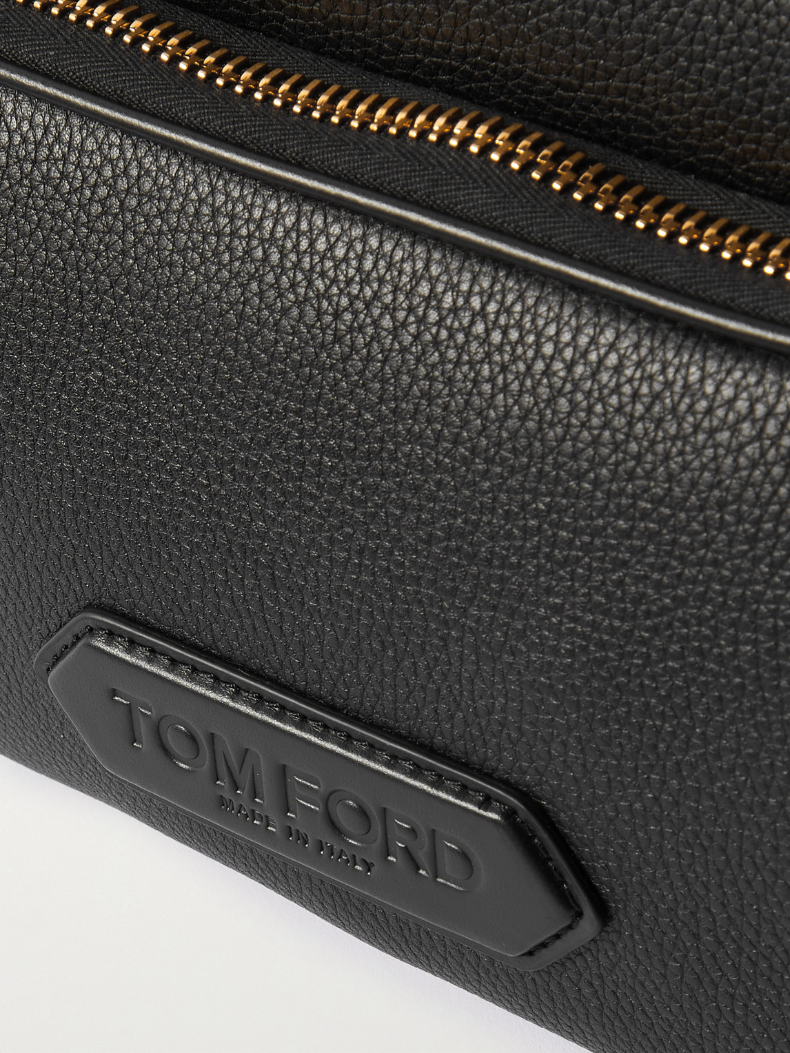 Shop Tom Ford Full-grain Leather Messenger Bag In Black