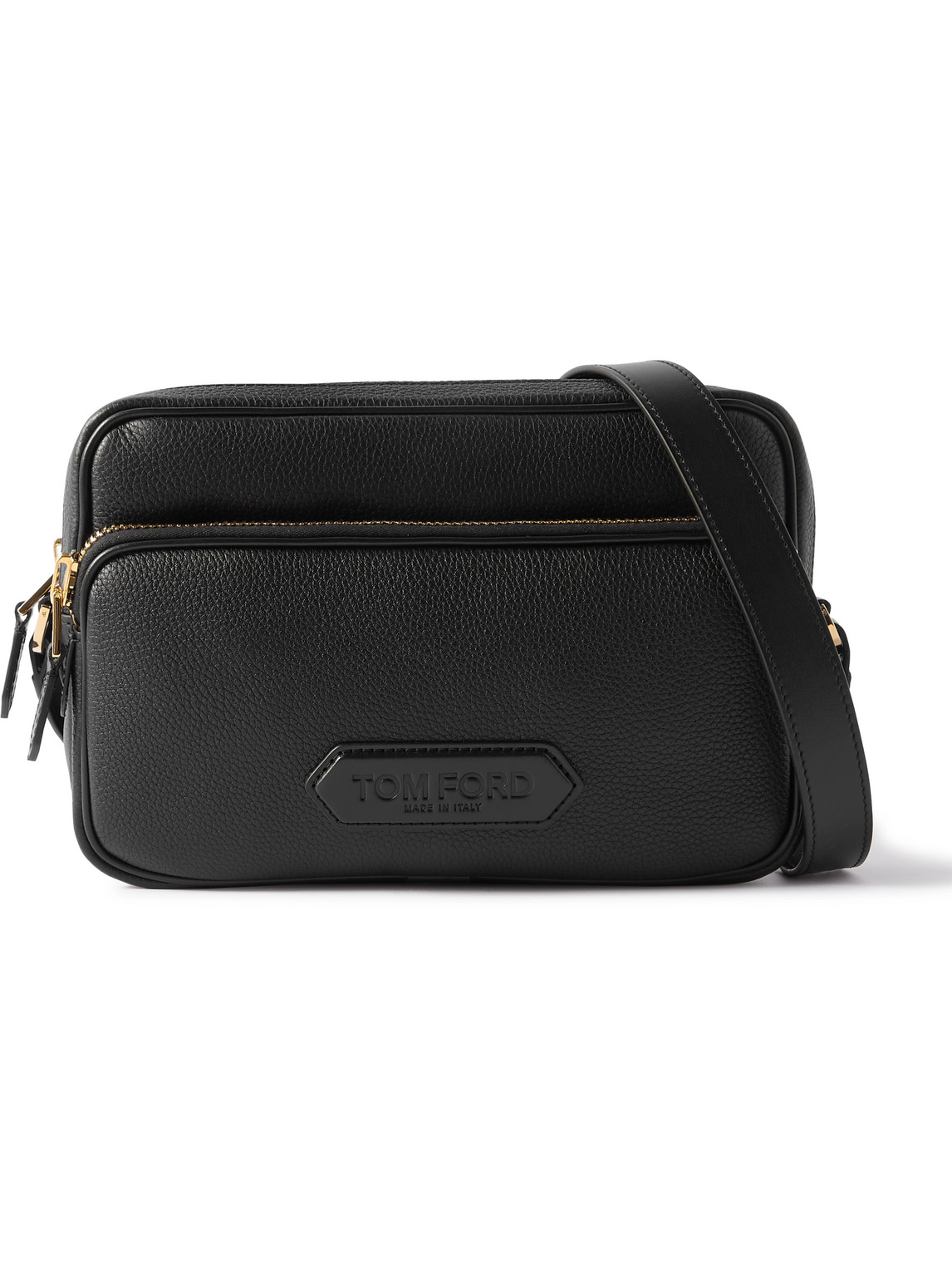 Shop Tom Ford Full-grain Leather Messenger Bag In Black