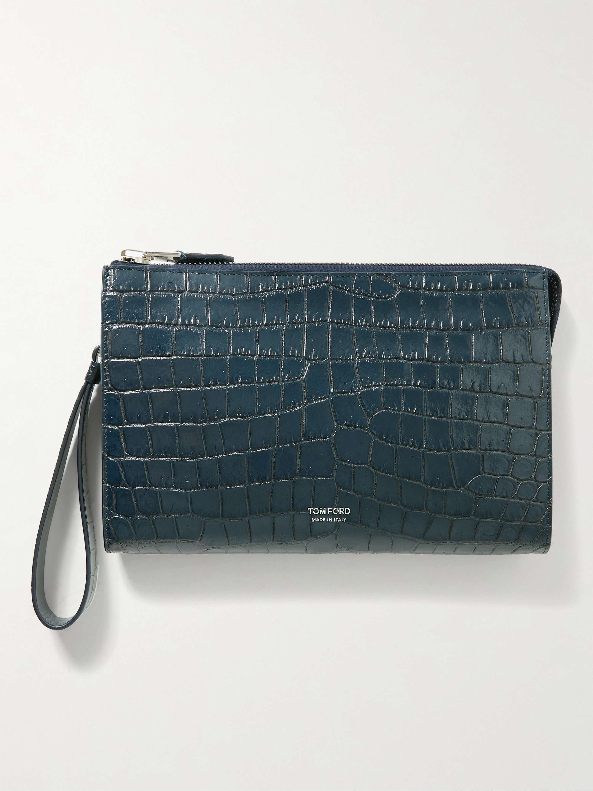 TOM FORD Croc-Effect Leather Pouch for Men | MR PORTER