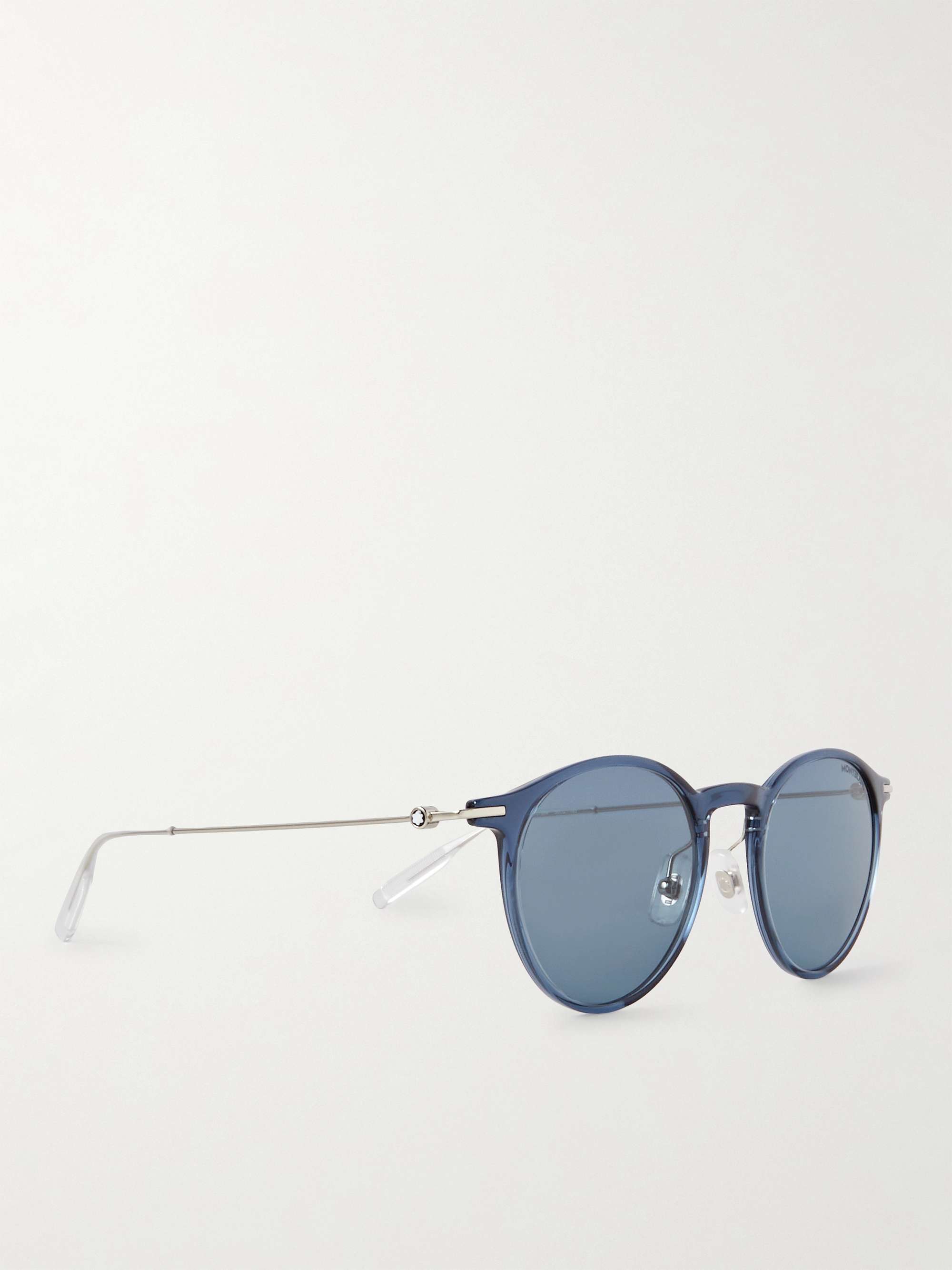 MONTBLANC Round-Frame Acetate and Silver-Tone Sunglasses