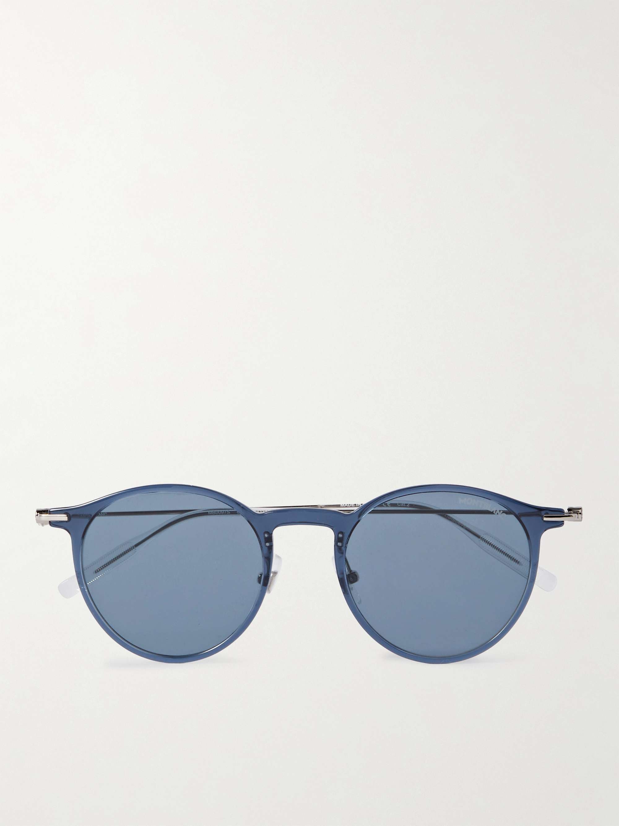 MONTBLANC Round-Frame Acetate and Silver-Tone Sunglasses