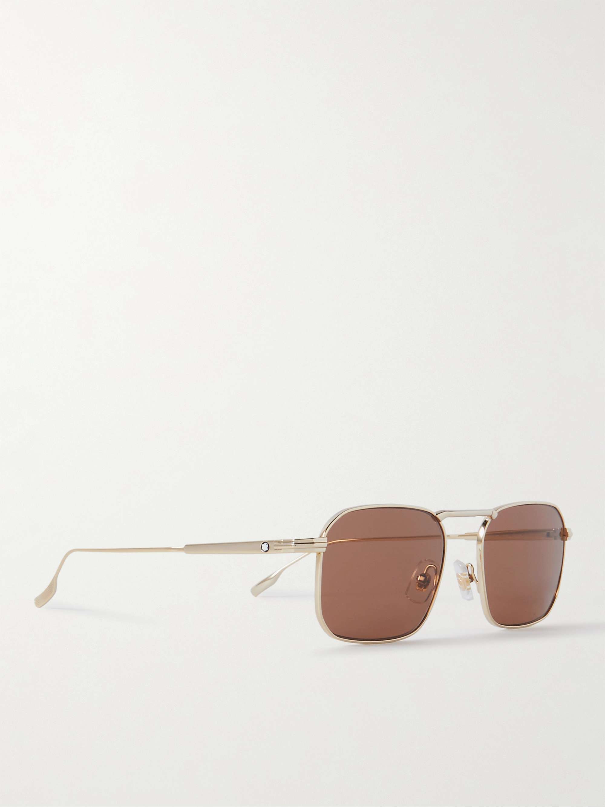 MONTBLANC Square-Frame Gold-Tone Sunglasses