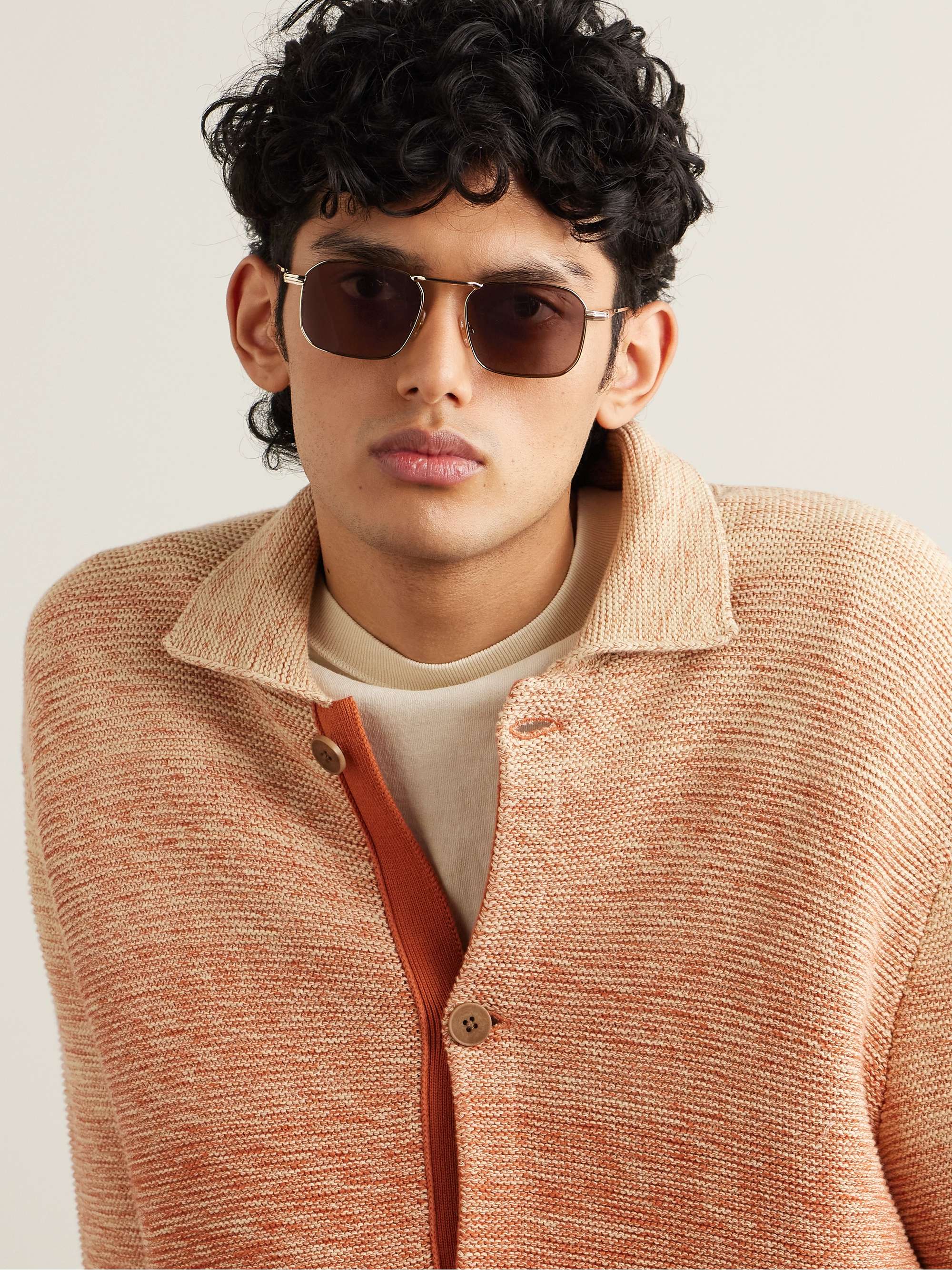 MONTBLANC Square-Frame Gold-Tone Sunglasses