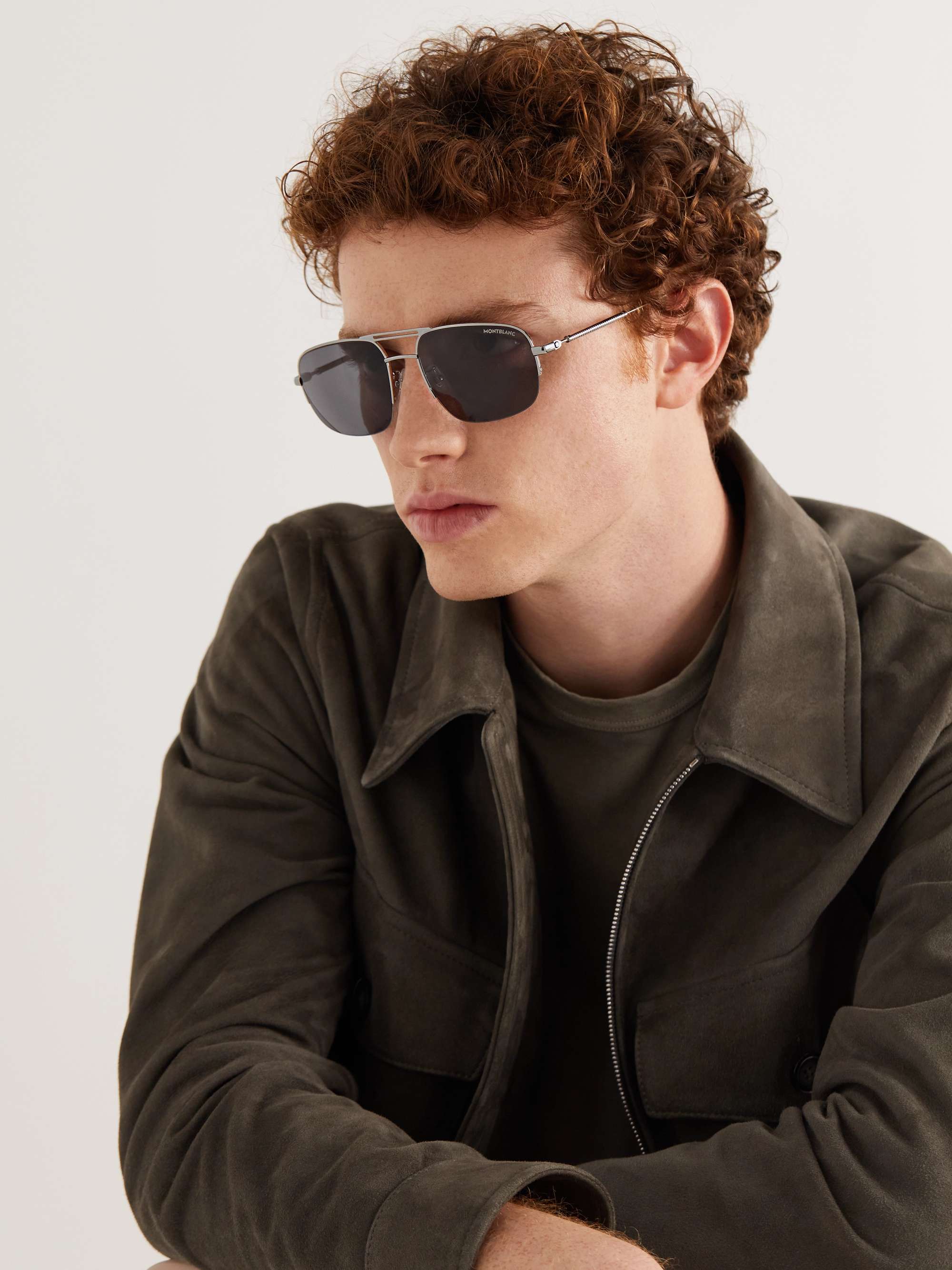 MONTBLANC Aviator-Style Silver-Tone Sunglasses
