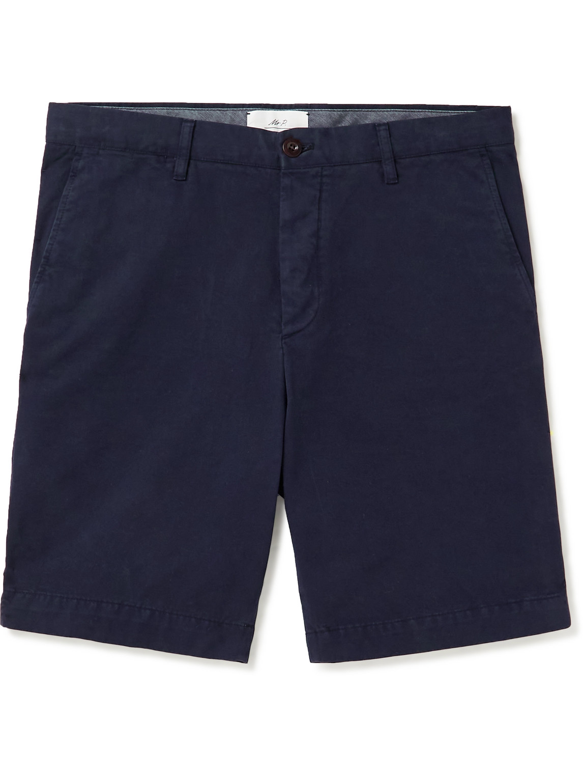 Mr P Straight-leg Garment-dyed Cotton-twill Bermuda Shorts In Blue