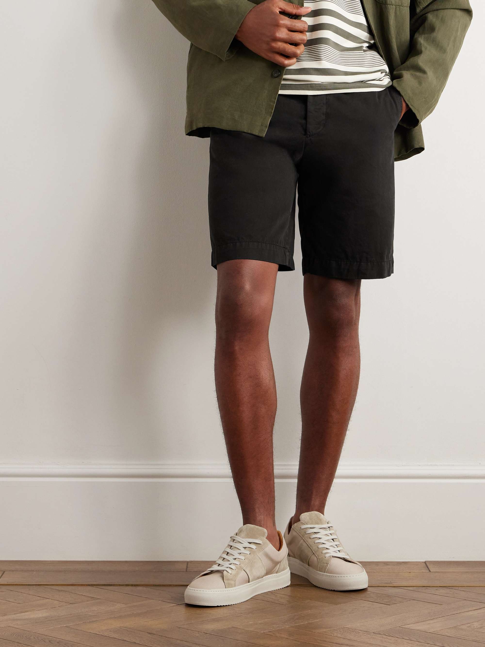 MR P. Straight-Leg Garment-Dyed Cotton-Twill Bermuda Shorts